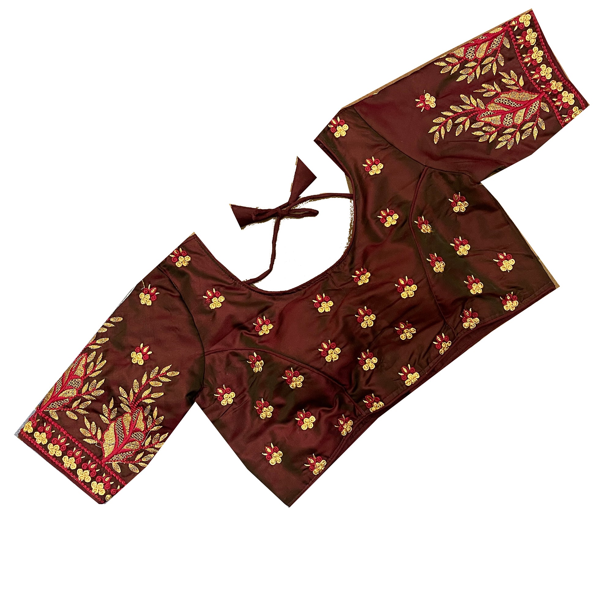 Embroidered Maroon Blouse - Vintage India NYC