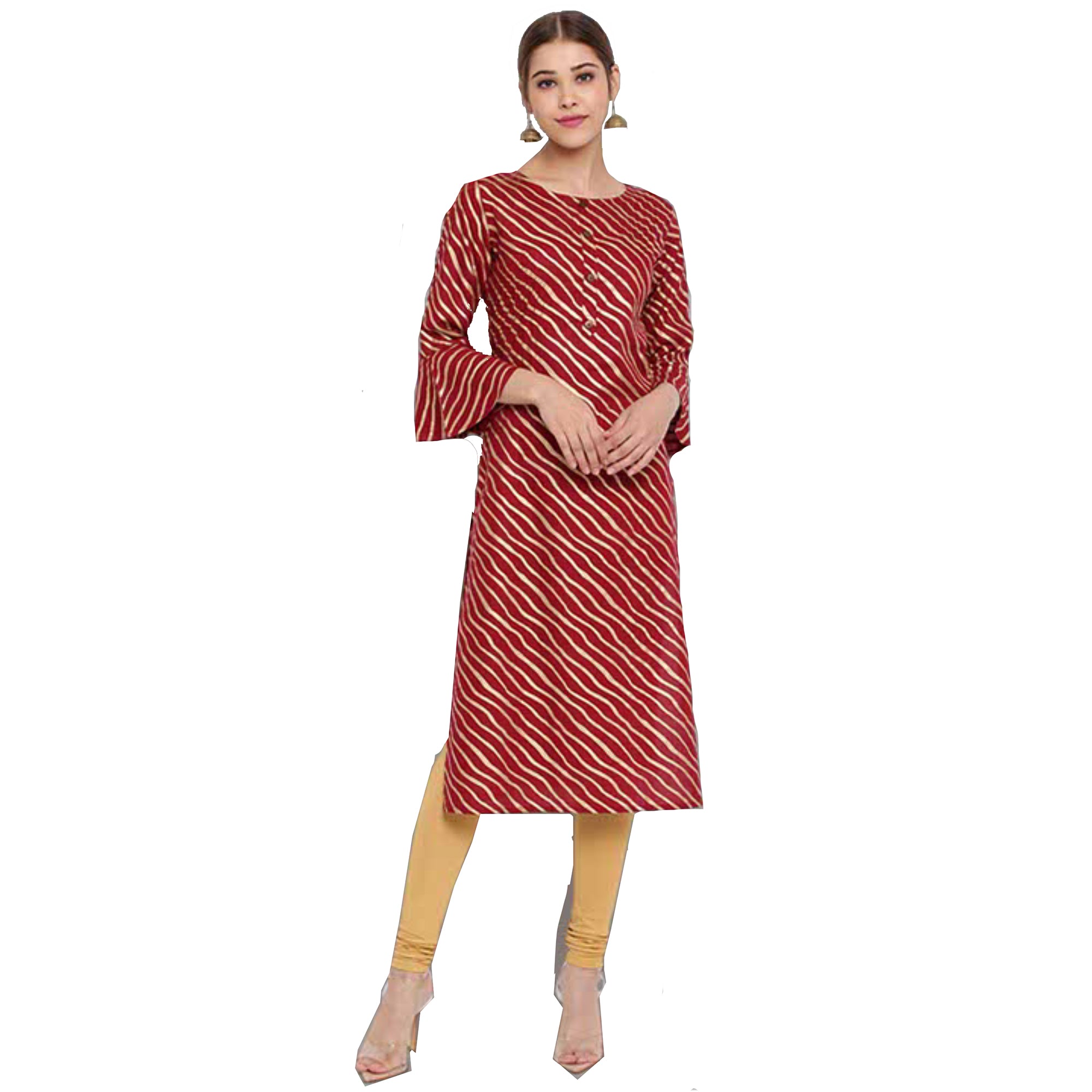 Maroon with Gold Stripe Kurta - Vintage India NYC