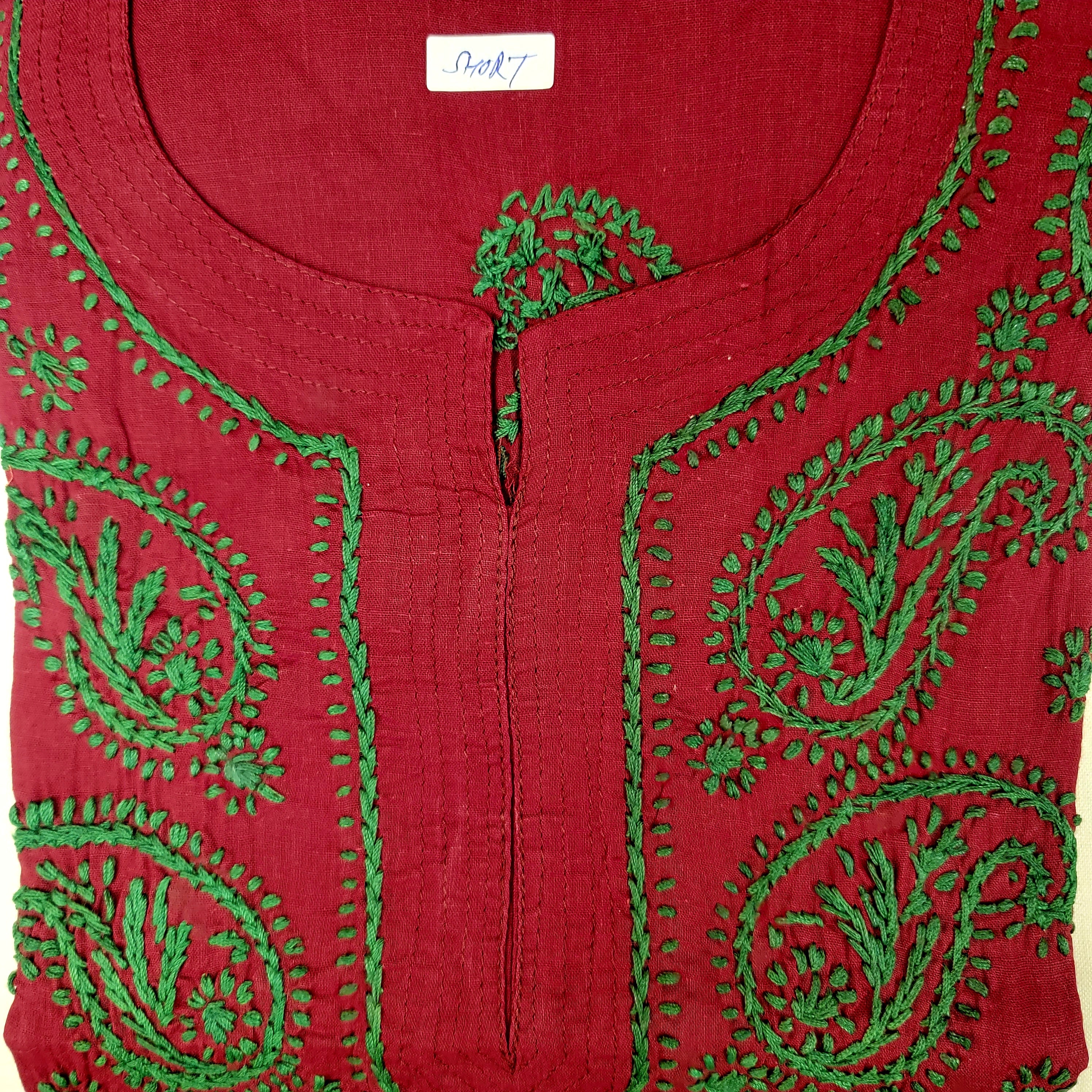AR Short Embroidered Cotton Tunic Kurti-M - Vintage India NYC