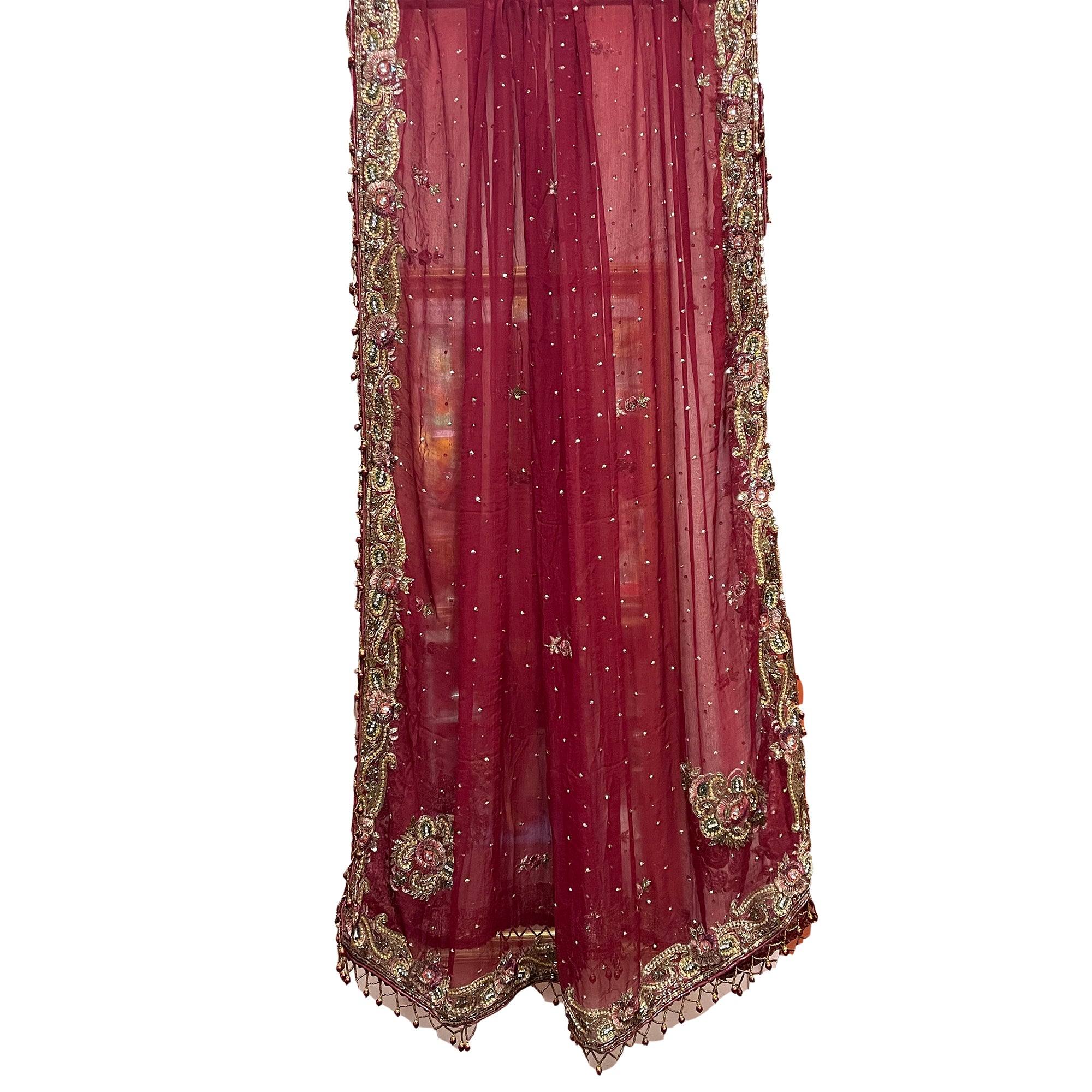 Vintage Heavy Work Dupatta Scarf 8675 - Vintage India NYC