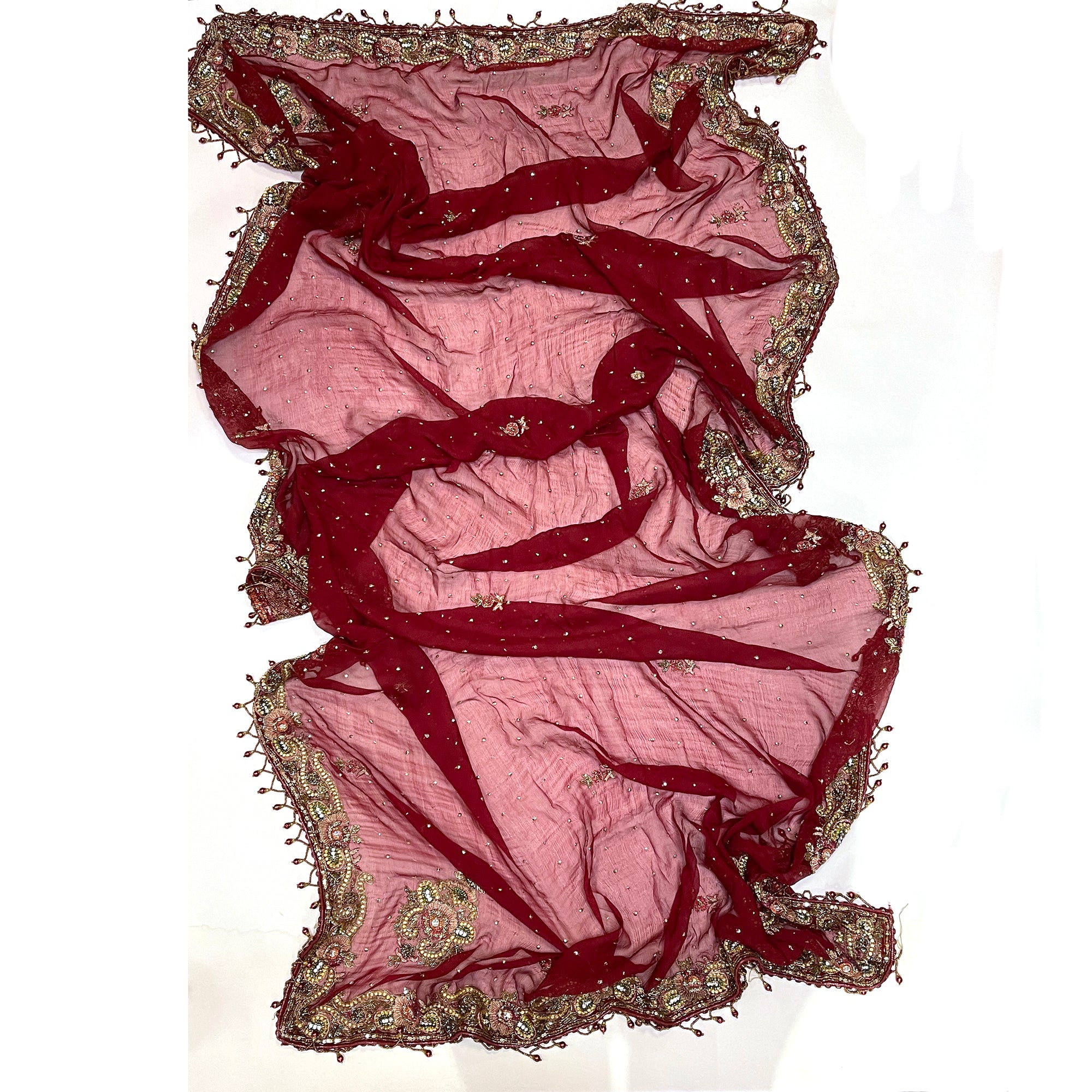 Vintage Heavy Work Dupatta Scarf 8675 - Vintage India NYC