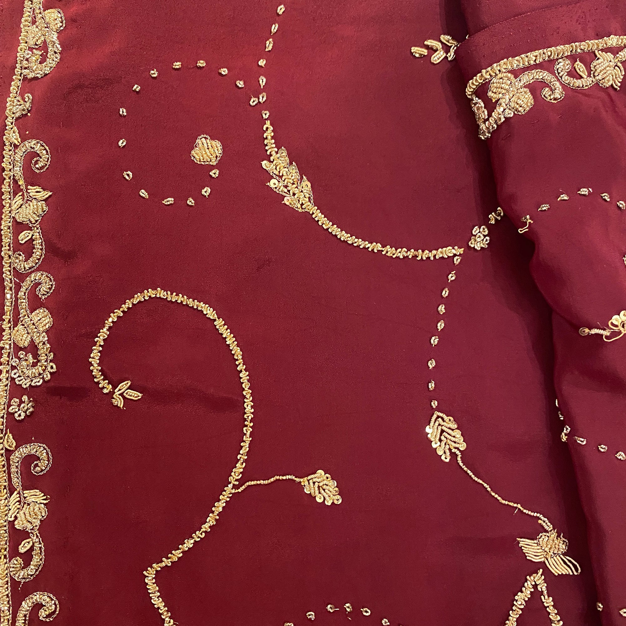 Maroon Heavy Work Saree - Vintage India NYC