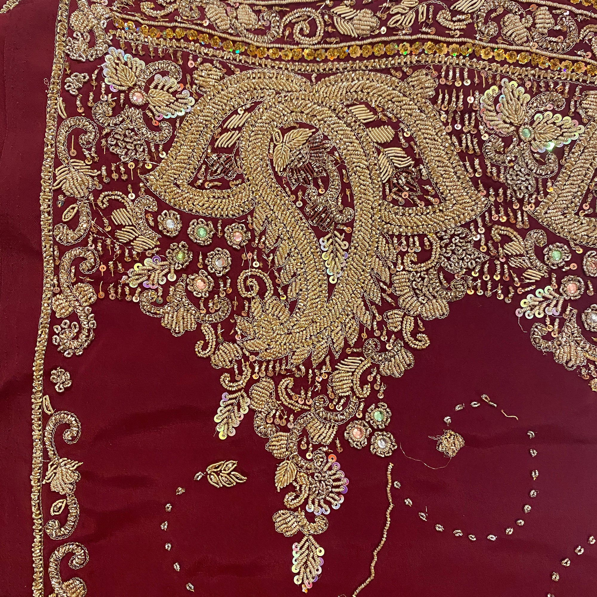 Maroon Heavy Work Saree - Vintage India NYC