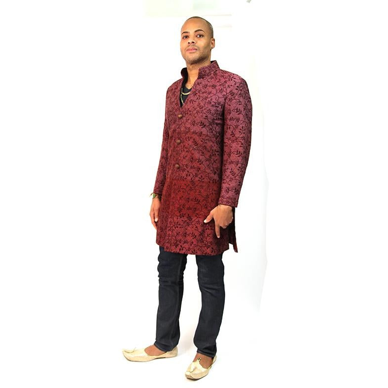 Maroon Indowestern Sherwani - Vintage India NYC