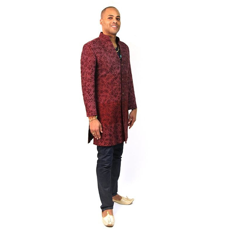 Maroon Indowestern Sherwani - Vintage India NYC