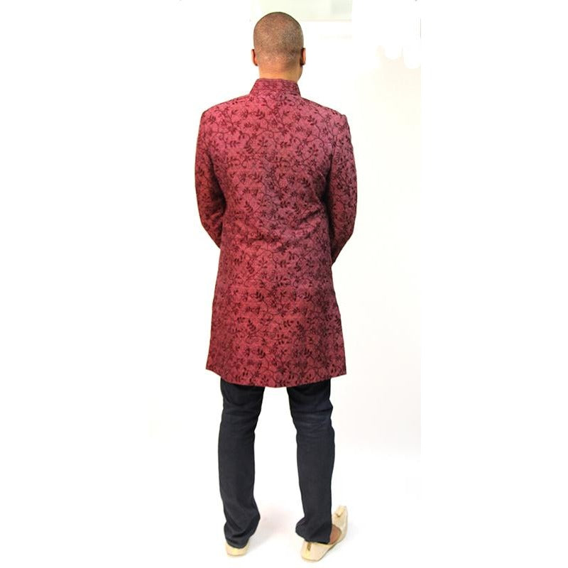 Maroon Indowestern Sherwani - Vintage India NYC
