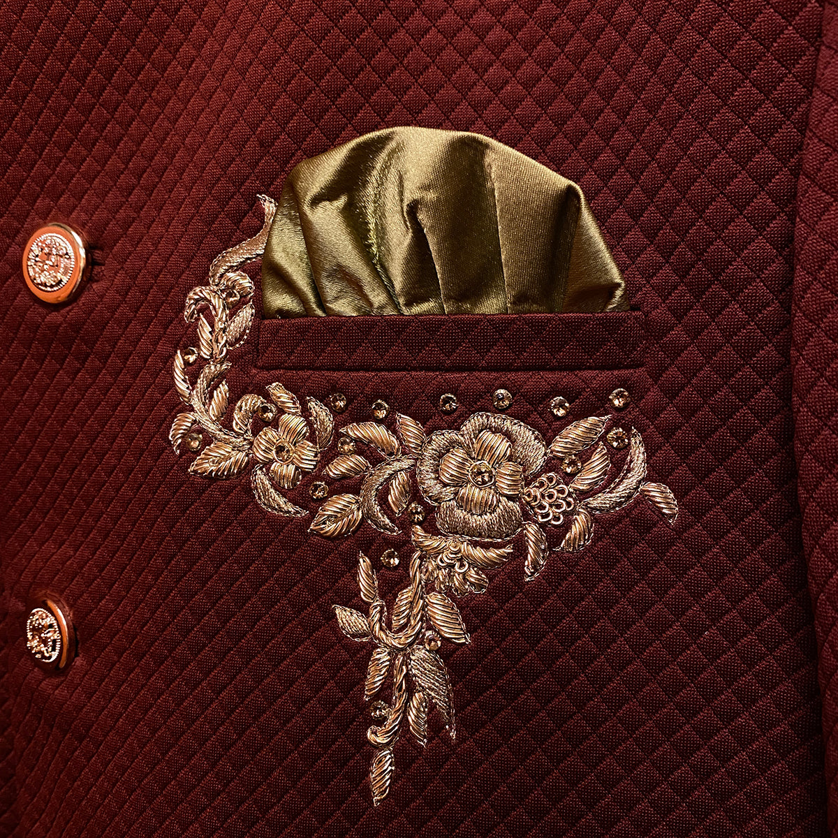 YD Maroon Jodhpuri Suit Jacket - Vintage India NYC