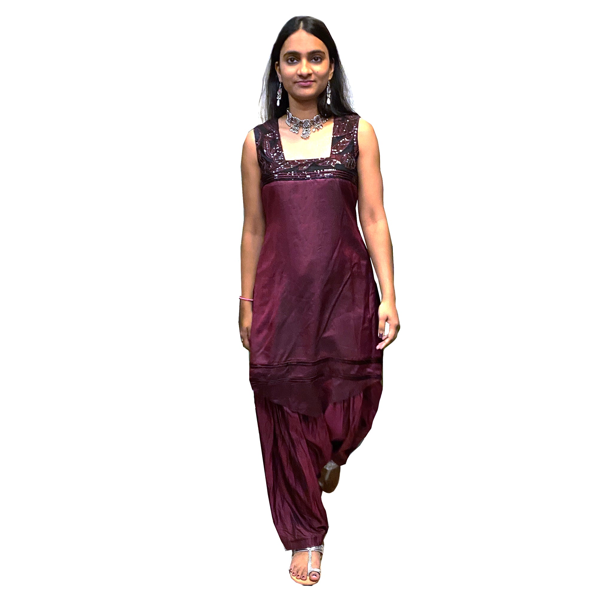 Maroon Silk Salwar Set - Vintage India NYC