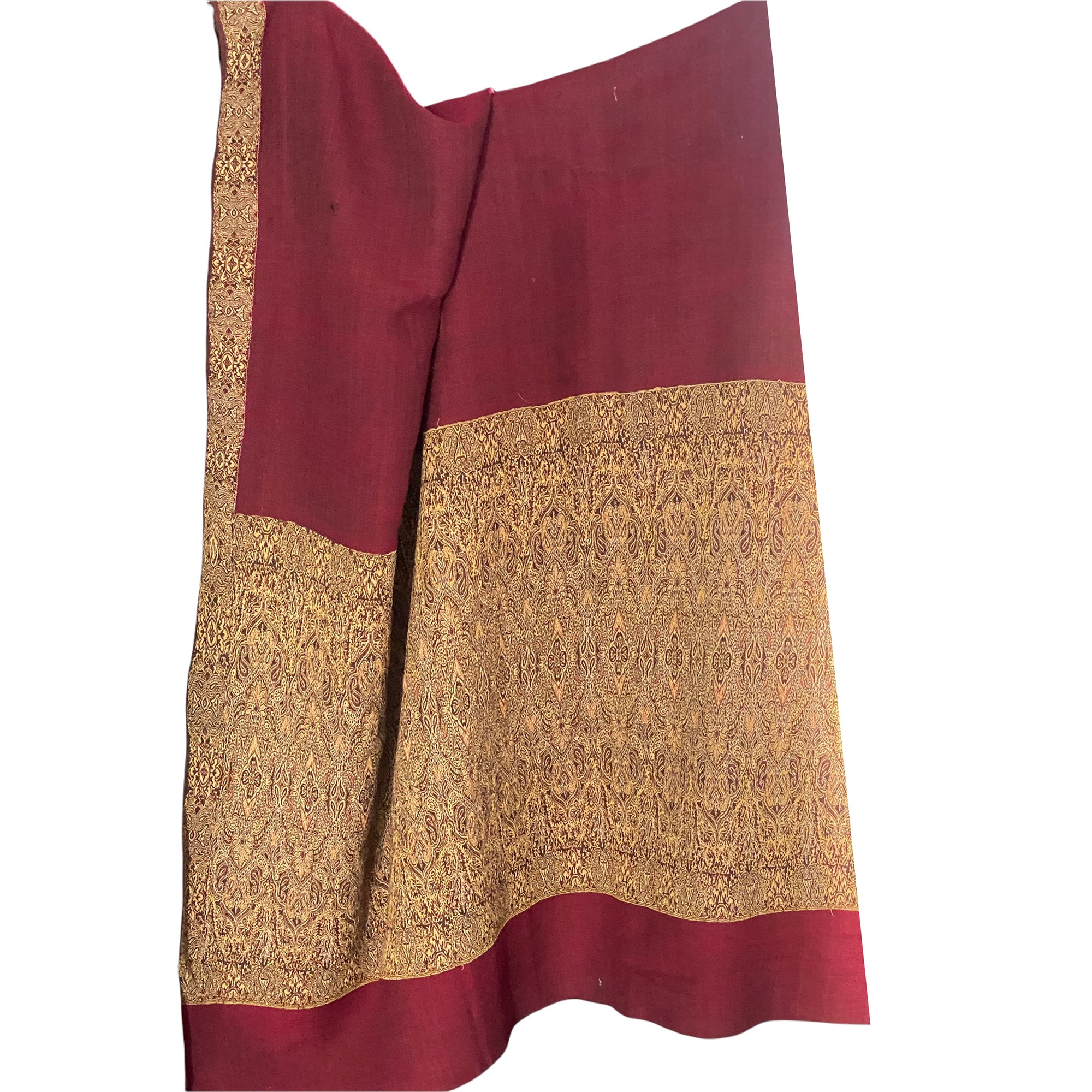 Vintage Maroon Wool Shawl-511 - Vintage India NYC