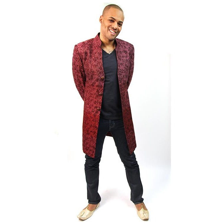 Maroon Indowestern Sherwani - Vintage India NYC