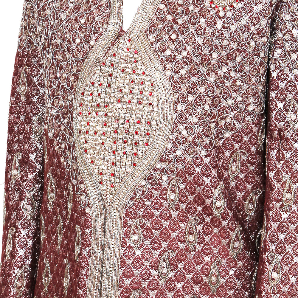 VM Maroon and silver sherwani - Vintage India NYC
