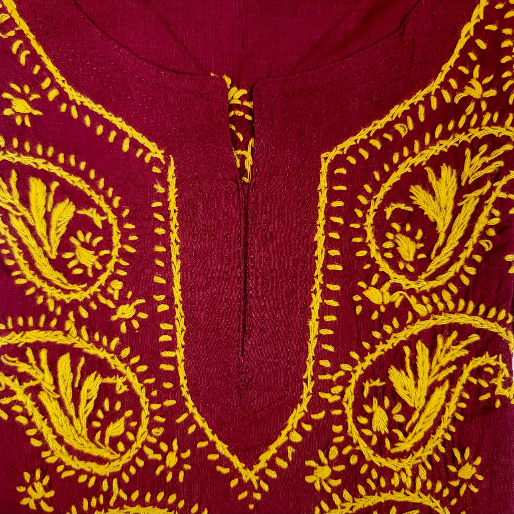 AR Short Embroidered Cotton Tunic Kurti-XS - Vintage India NYC