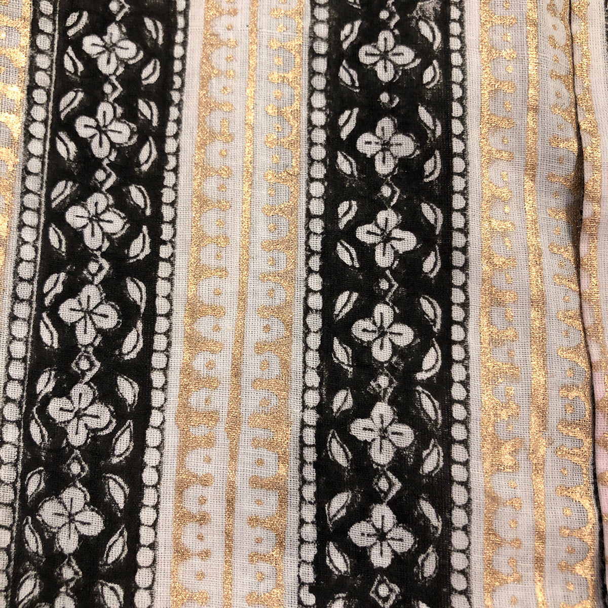 VR Black & Gold Blockprint Shirt - Vintage India NYC