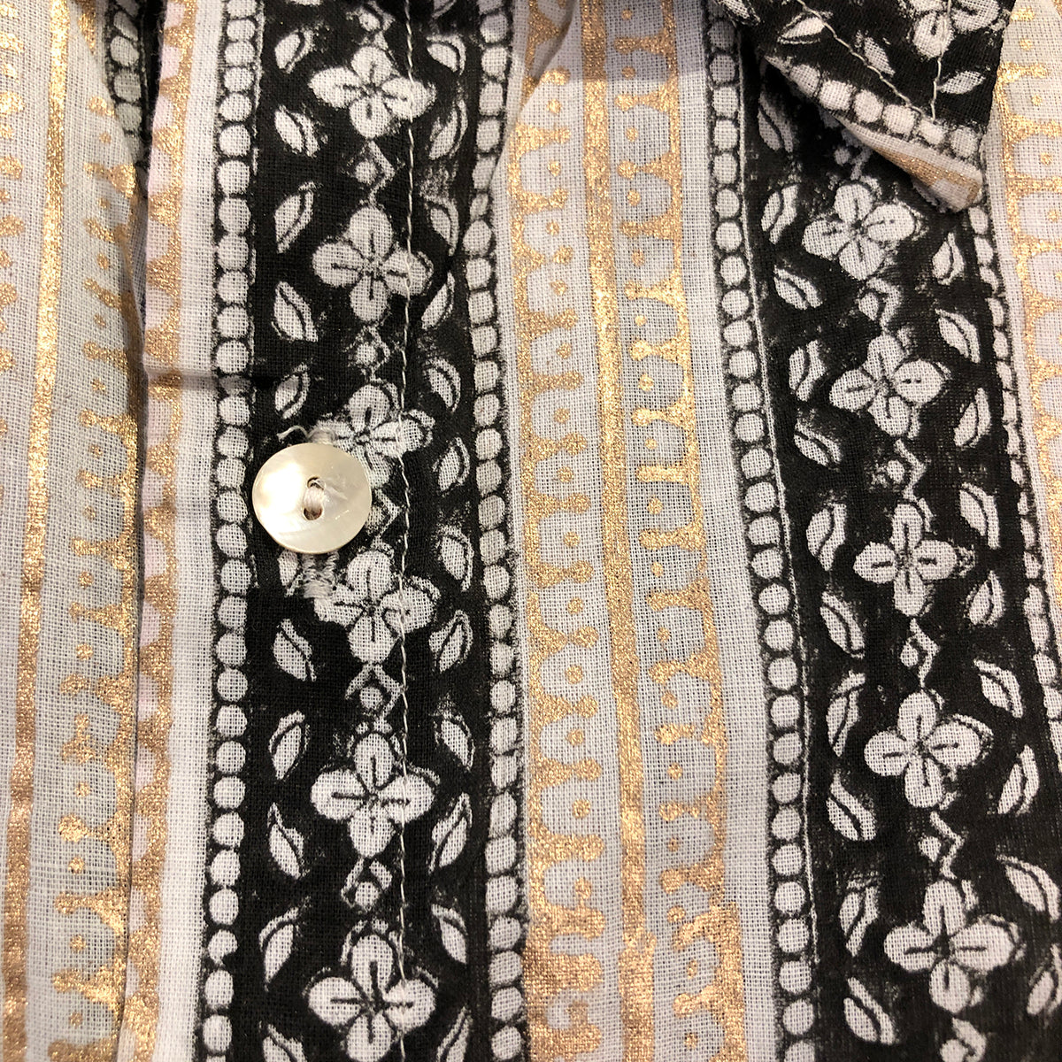 VR Black & Gold Blockprint Shirt - Vintage India NYC