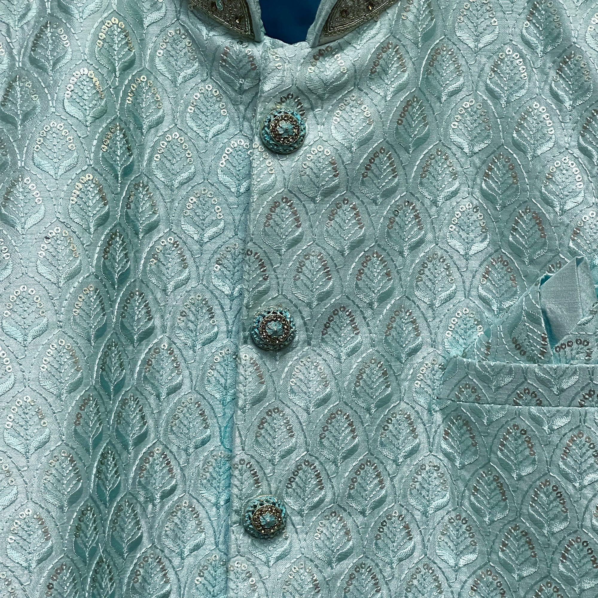 YD Mint Blue Sherwani - Vintage India NYC