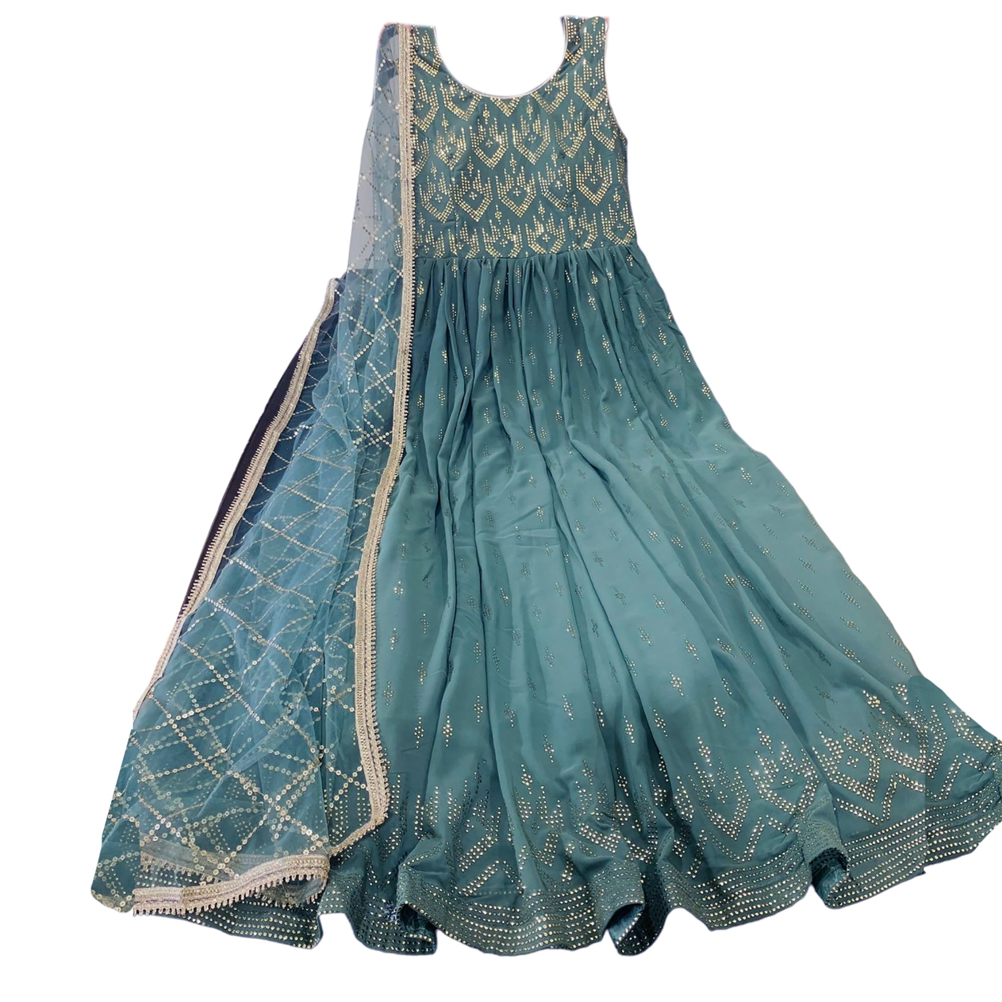 Georgette Anarkali Gown - Vintage India NYC