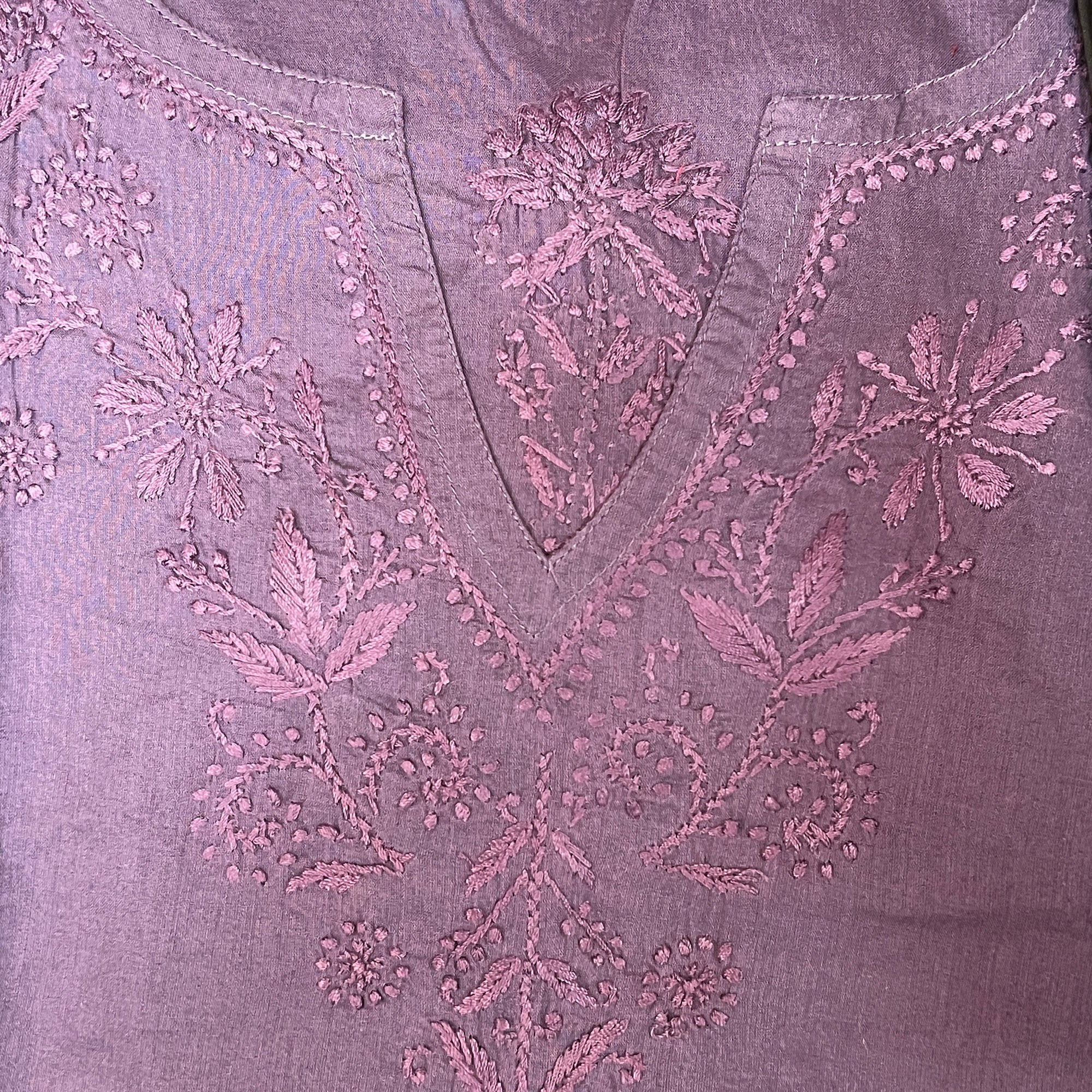 AR Long Embroidered Cotton Tunic Kurtis - M - Vintage India NYC