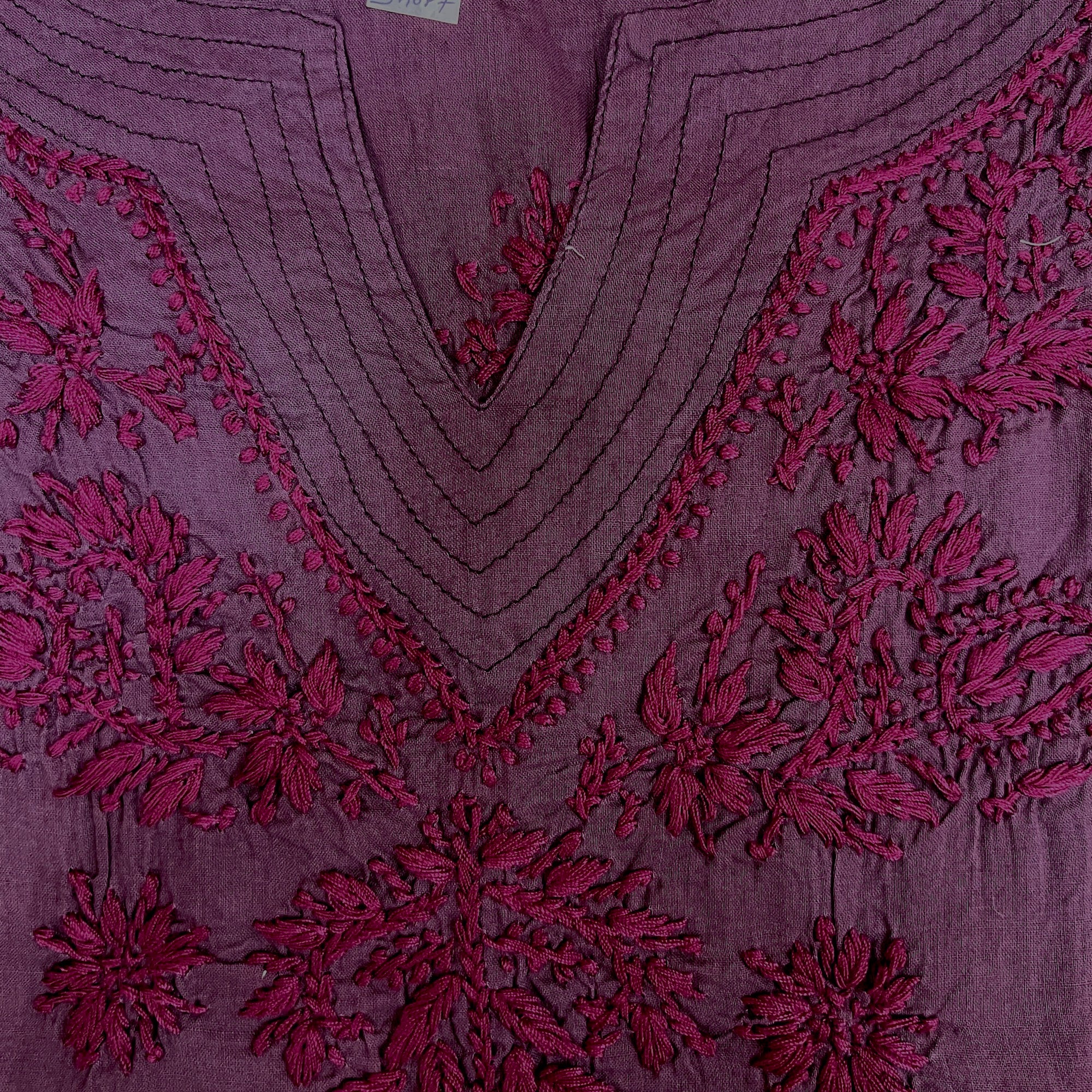 AR Short Embroidered Cotton Tunic Kurti-XL - Vintage India NYC