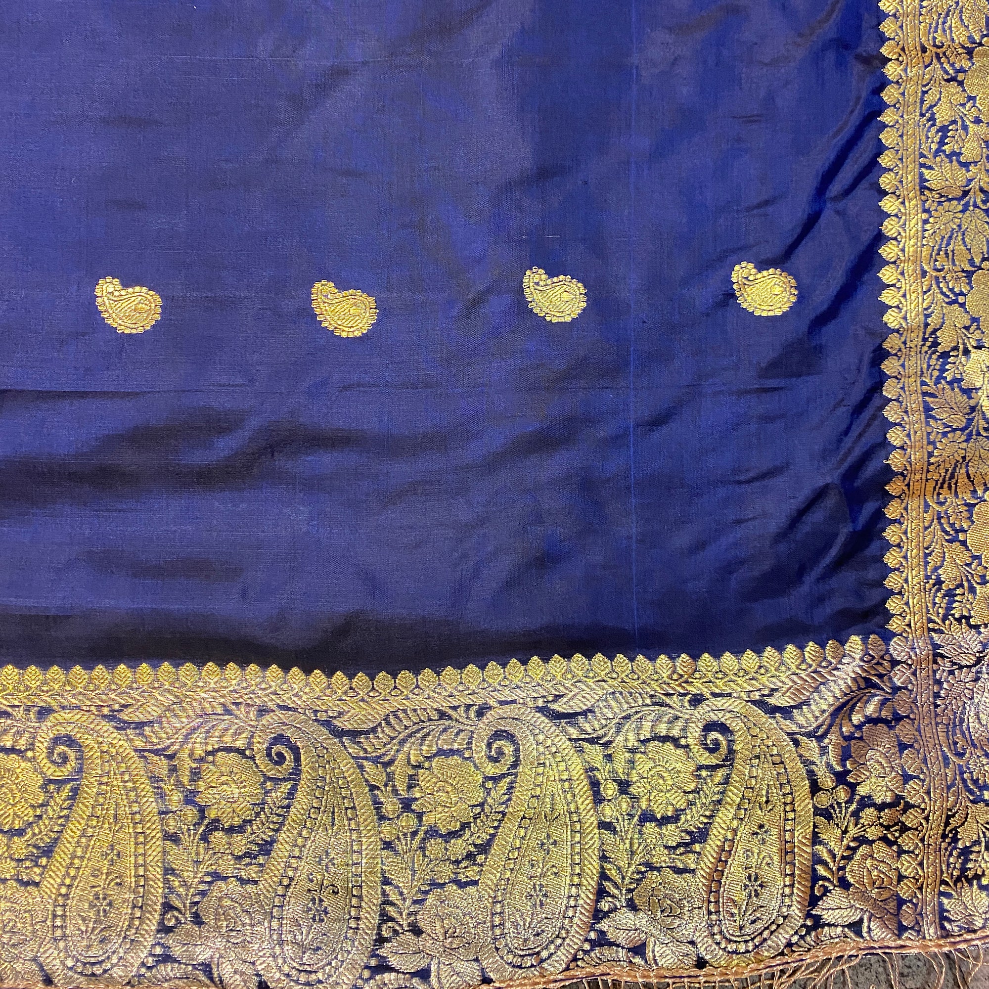 Handwoven Pure Silk and Gold Zari Dupatta Stoles-Many Colors - Vintage India NYC
