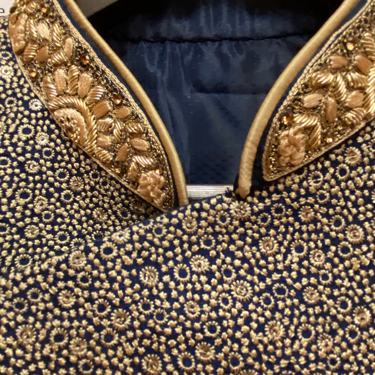 YD Navy & Gold Sherwani - Vintage India NYC