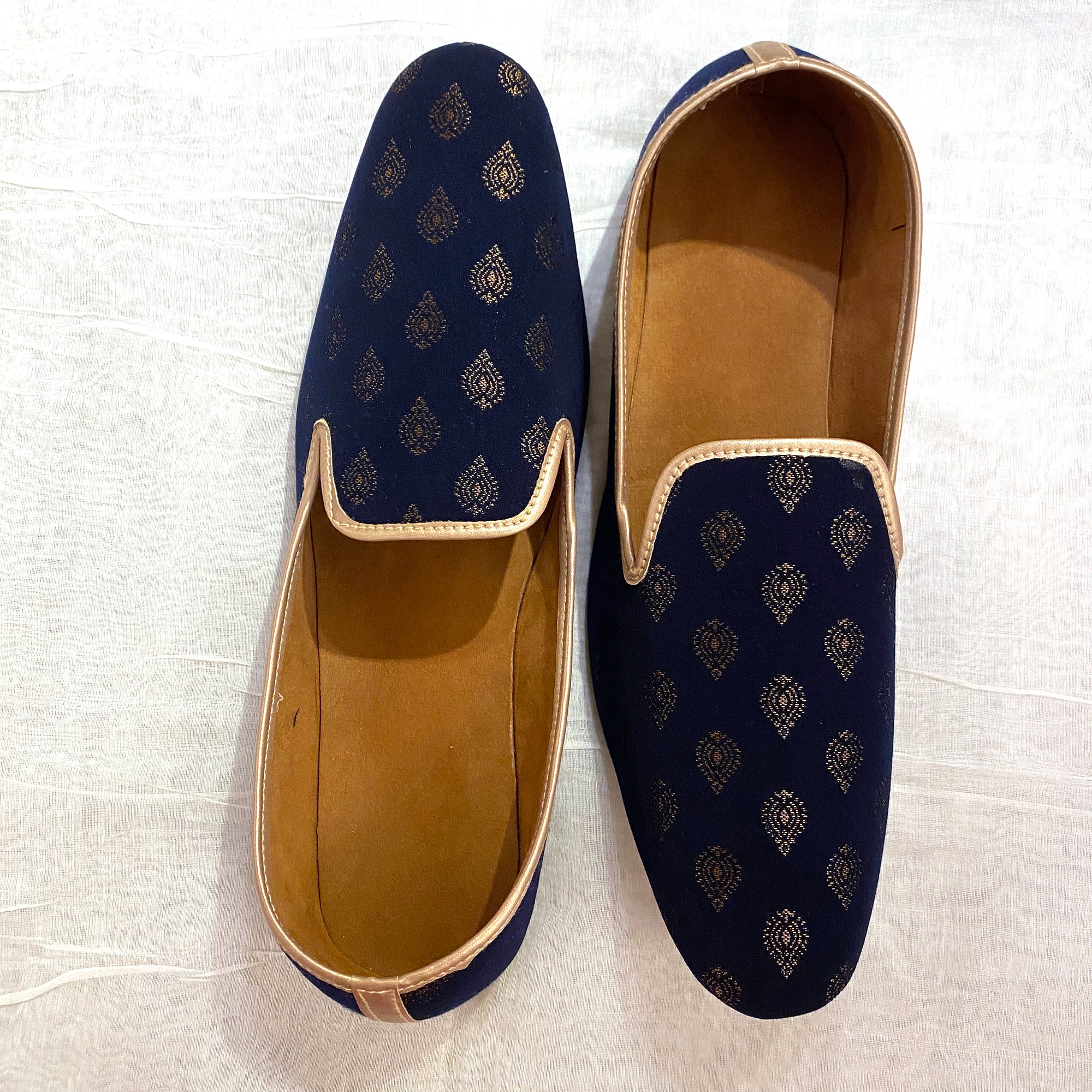 YD Navy Brocade Loafer - Vintage India NYC