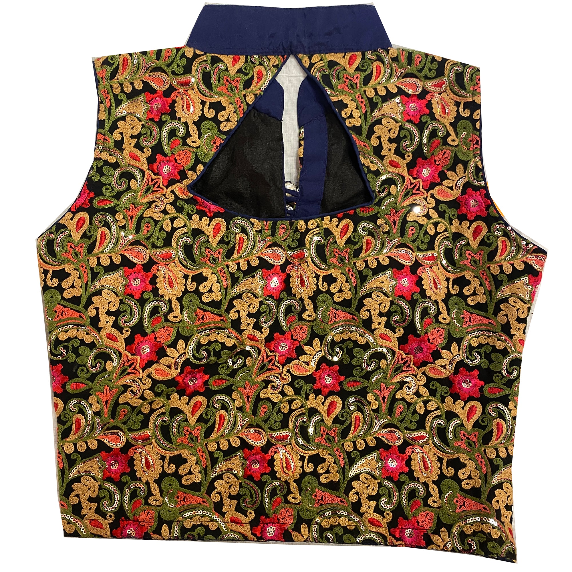 Navy Embroidered Choli Blouse - Vintage India NYC