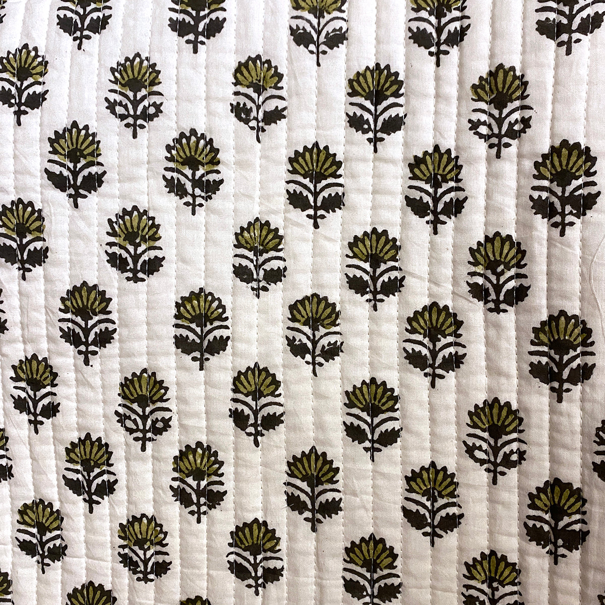 SC Blockprint Baby Blankets-Navy & Olive - Vintage India NYC