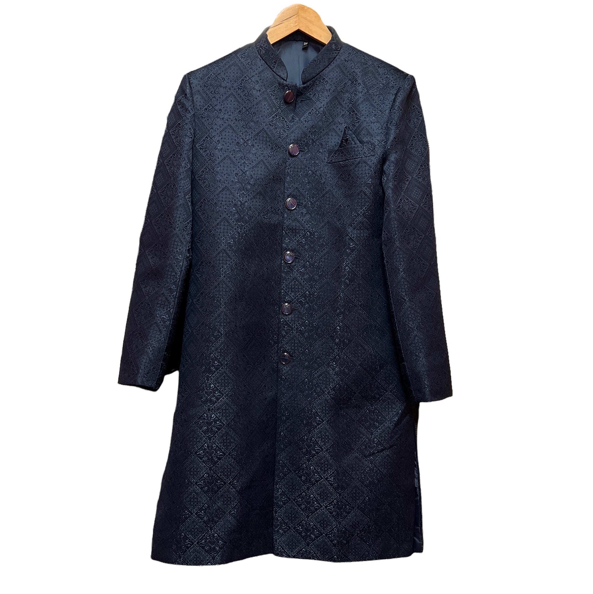 Jacquard Diamond Hearts Sherwani-2 Colors - Vintage India NYC