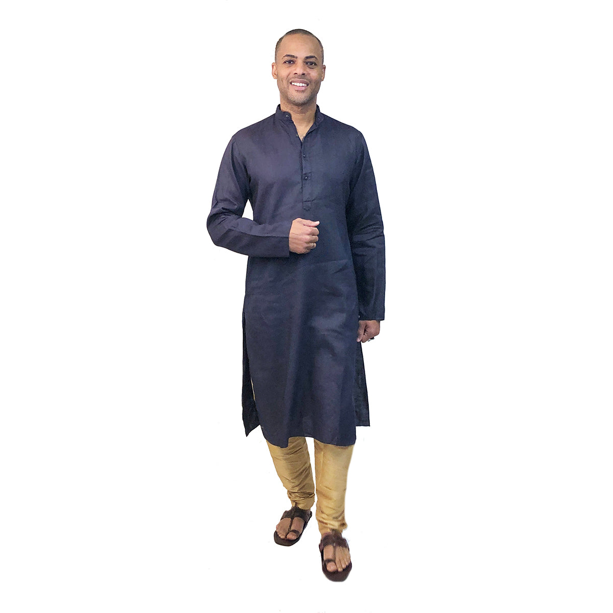 YD Navy Linen Kurta - Vintage India NYC