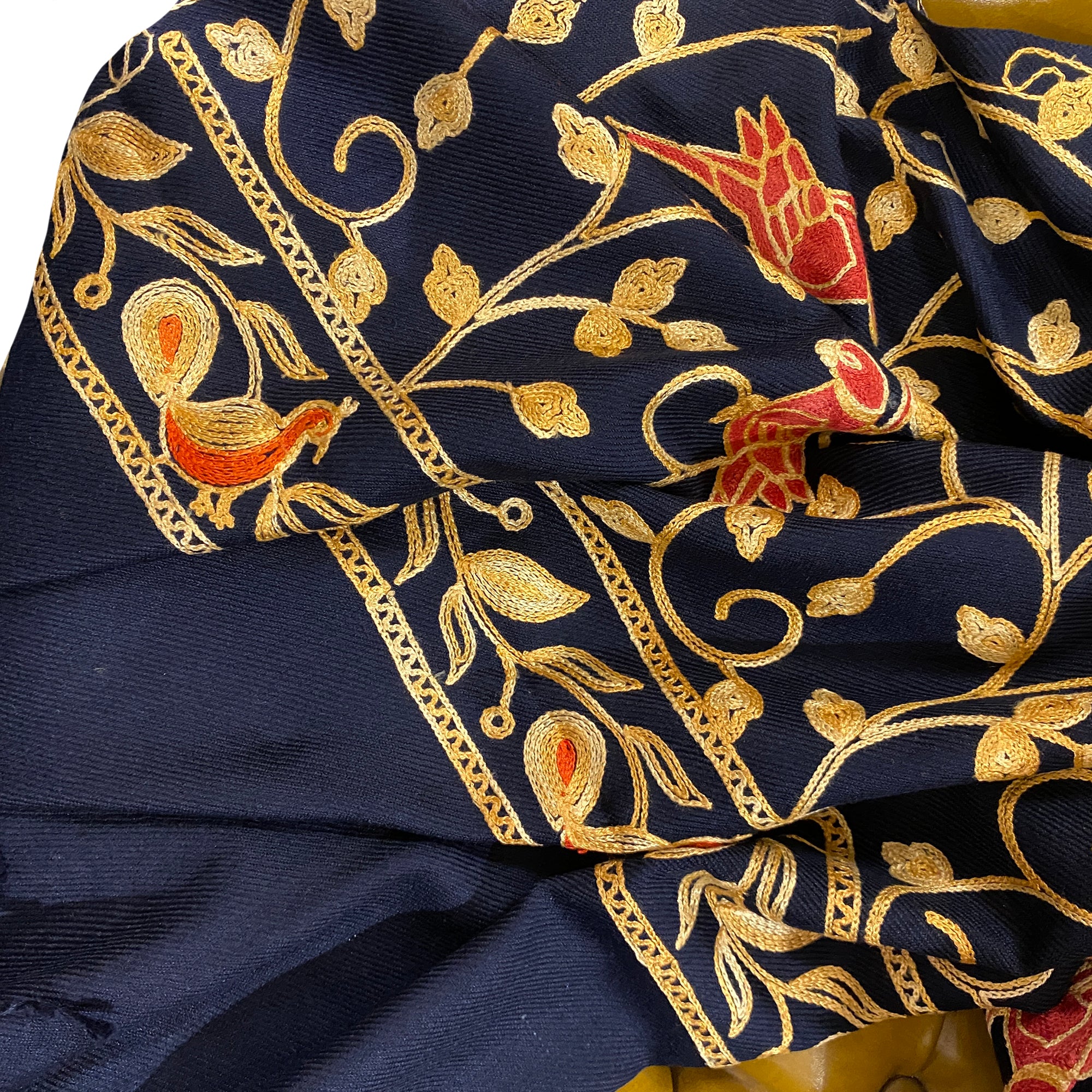 Navy Embroidered Shawls - 2 Styles - Vintage India NYC