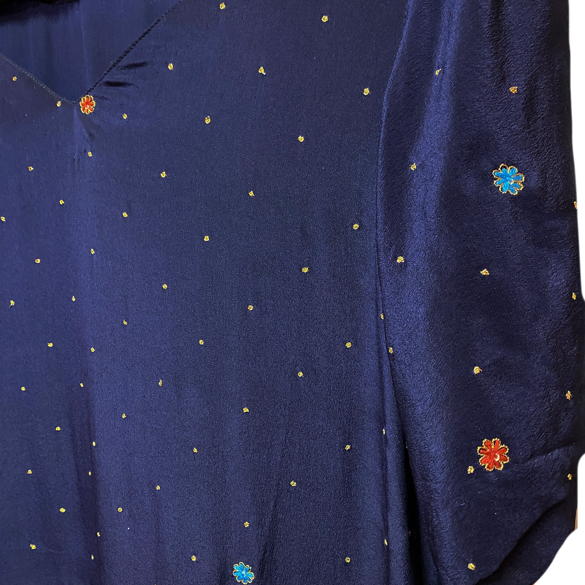 Navy Silk Salwar Kameez Set - Vintage India NYC