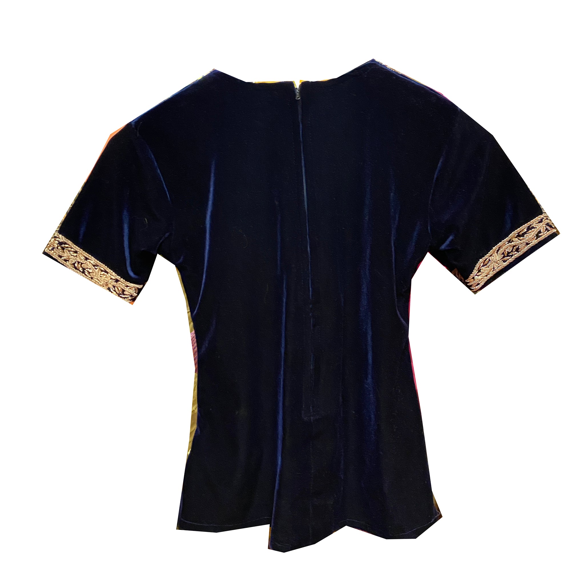 Navy Velvet Top with Zardosi Embroidery - Vintage India NYC