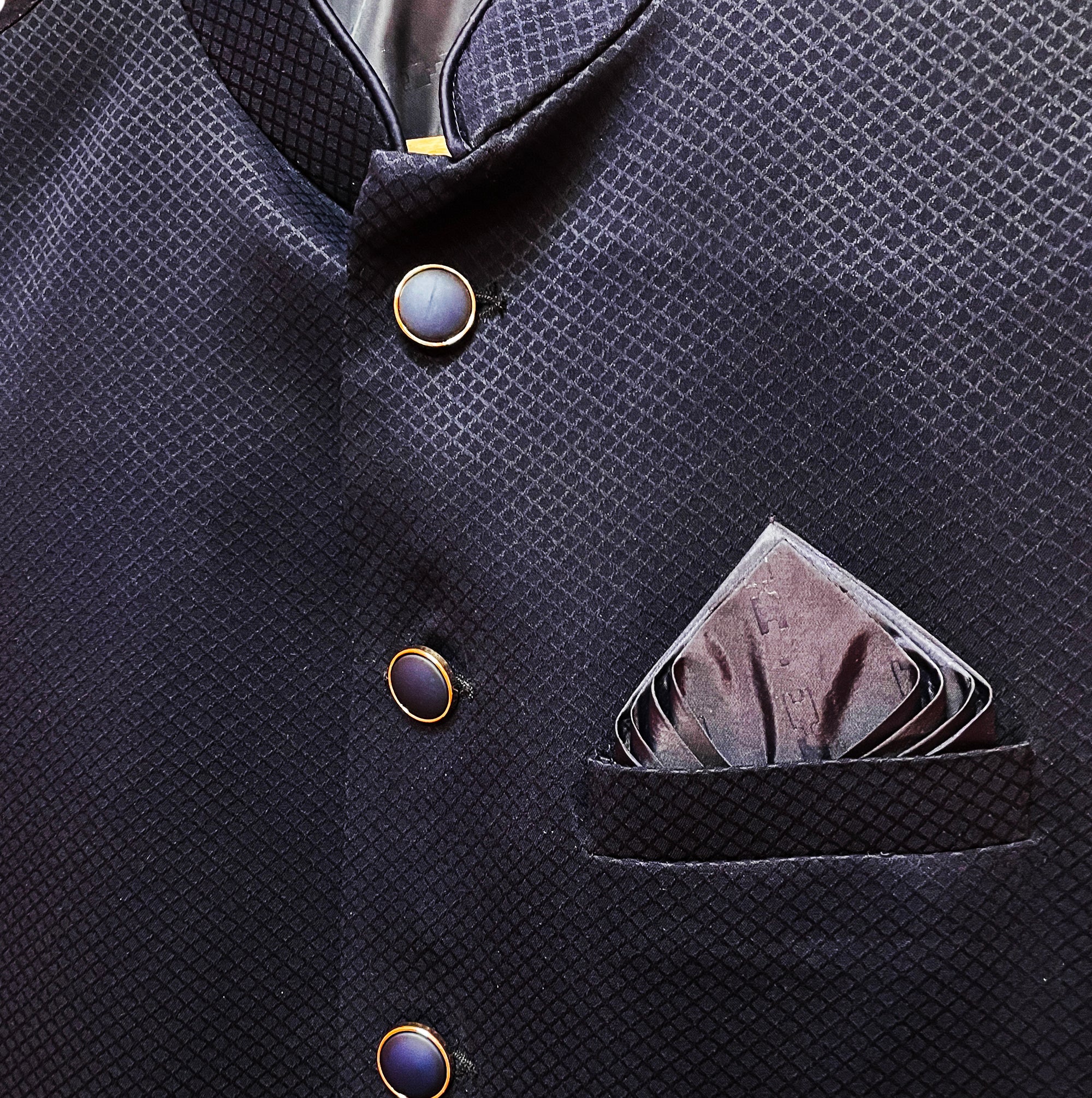 YD Navy Textured Vest-40 - Vintage India NYC