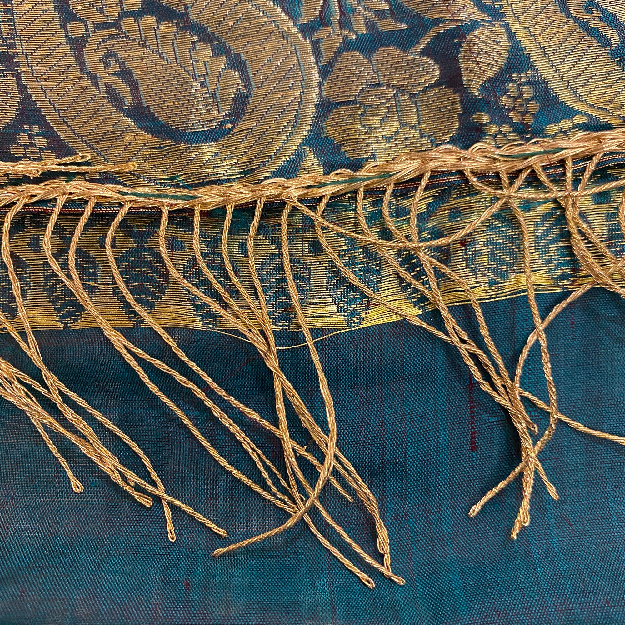Handwoven Pure Silk and Gold Zari Dupatta Stoles-Many Colors - Vintage India NYC