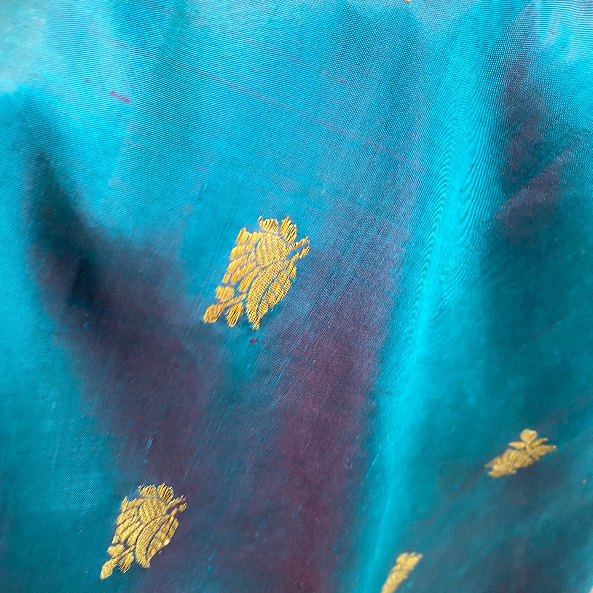 Handwoven Pure Silk and Gold Zari Dupatta Stoles-Many Colors - Vintage India NYC