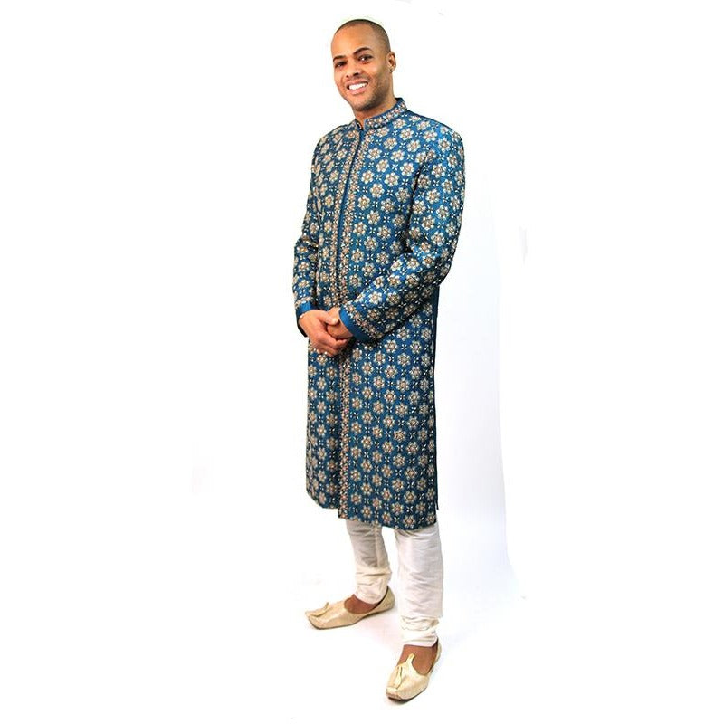 VM Ocean Blue Sherwani - Vintage India NYC