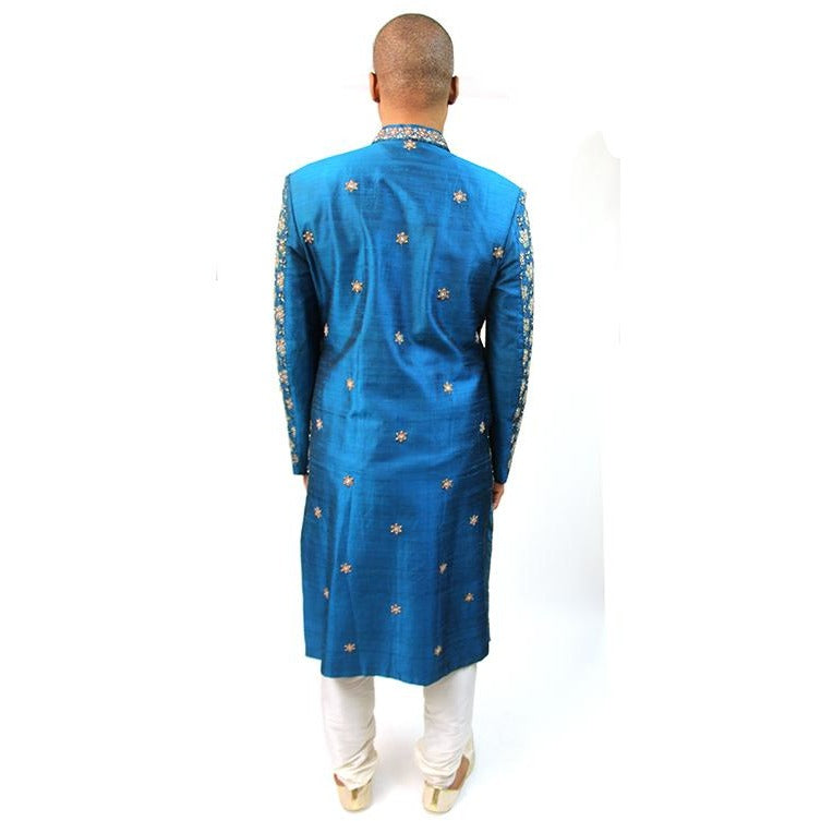 VM Ocean Blue Sherwani - Vintage India NYC