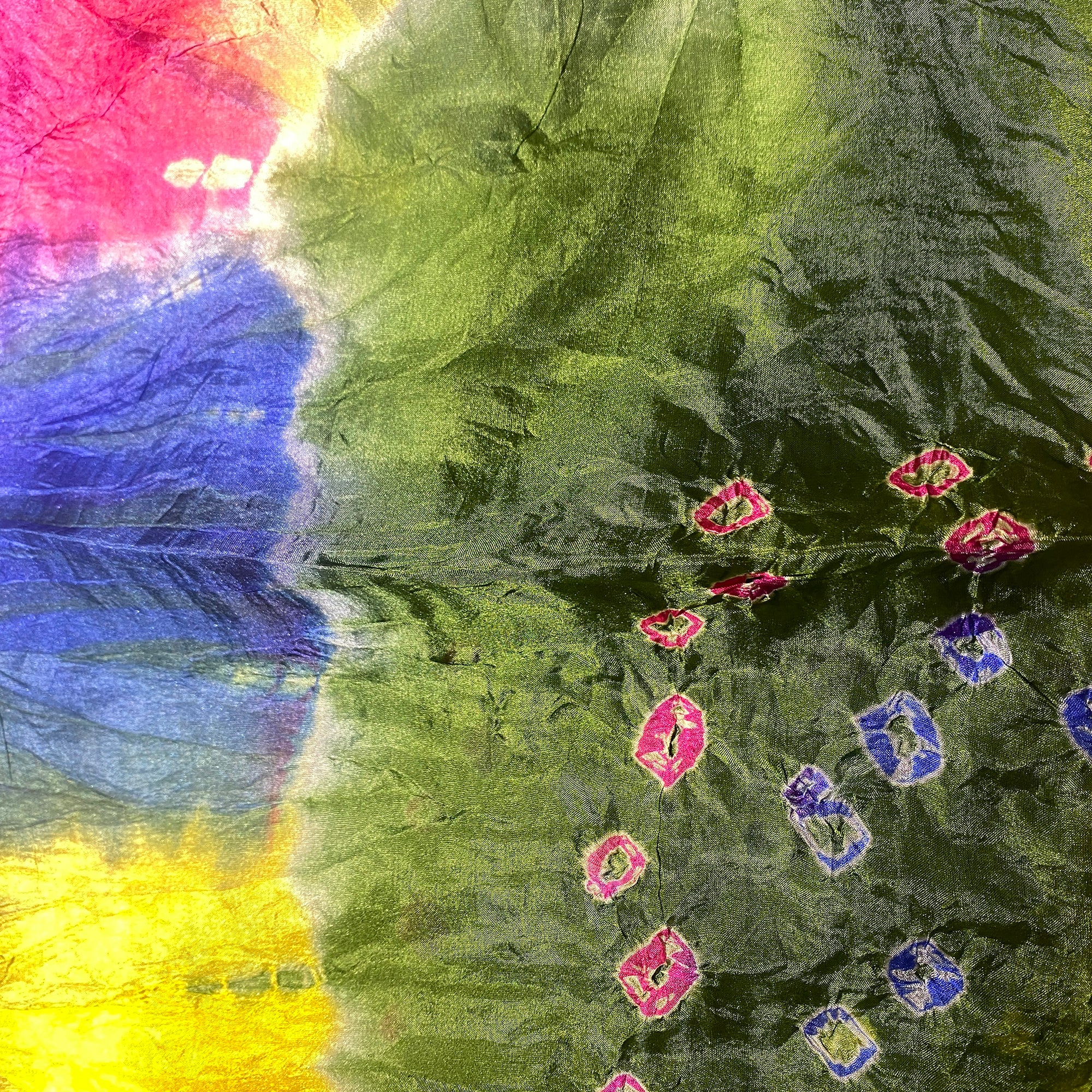 LH Bandhani Tie Dye Pure Silk Scarves - Vintage India NYC