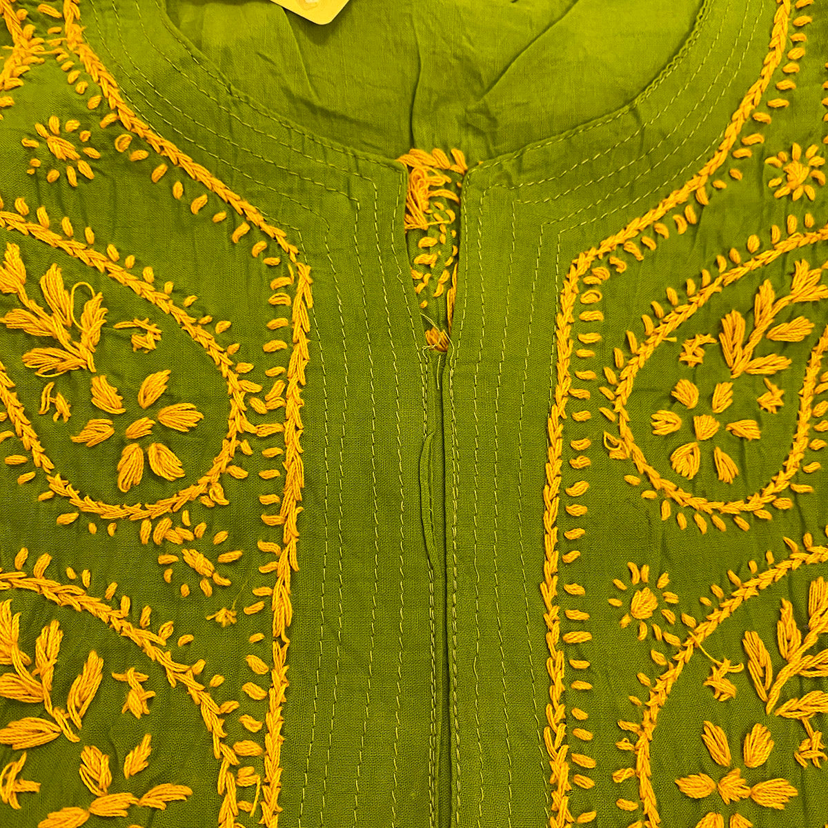 AR Long Embroidered Cotton Tunic kurtis- S - Vintage India NYC