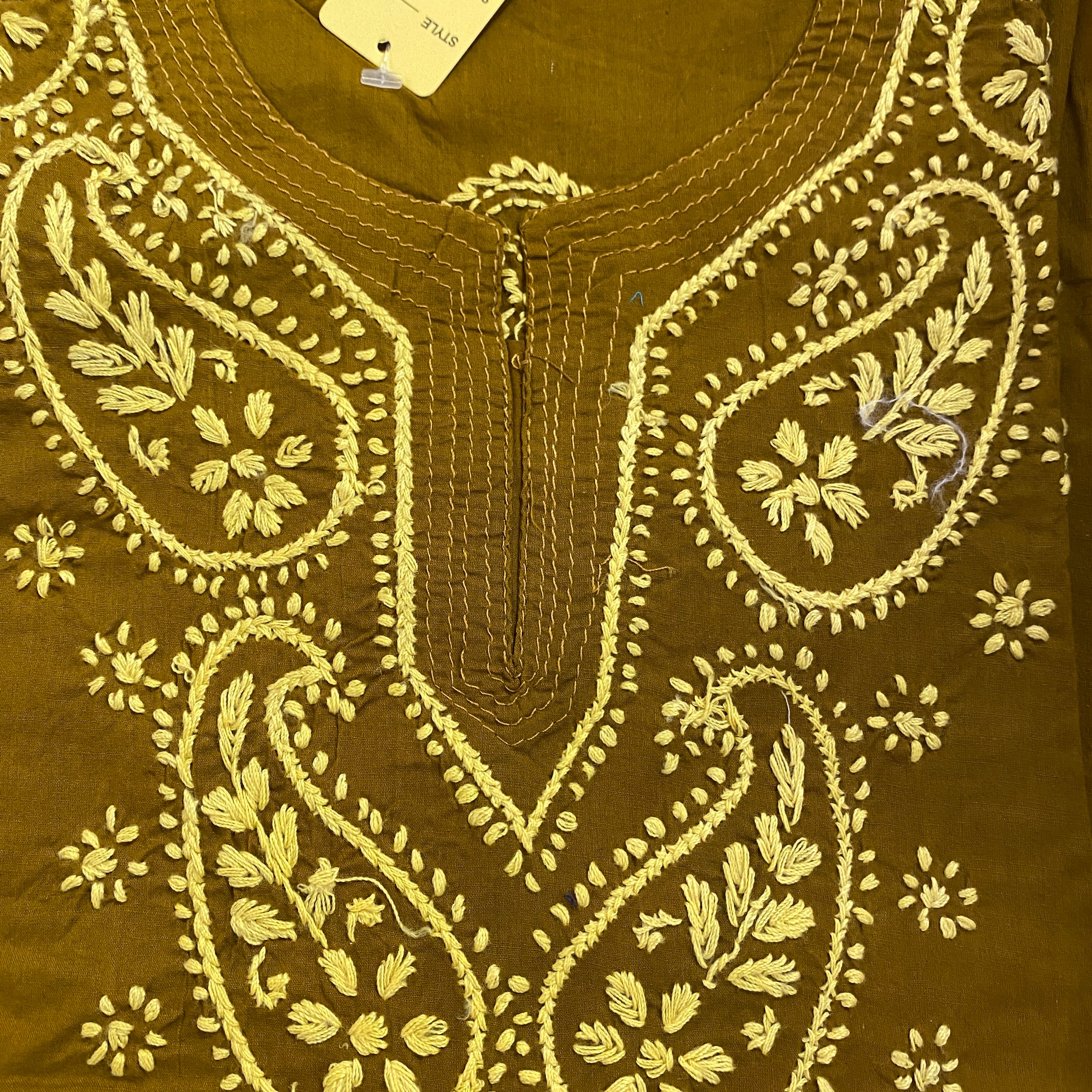 AR Short Embroidered Cotton Tunic Kurti-L - Vintage India NYC