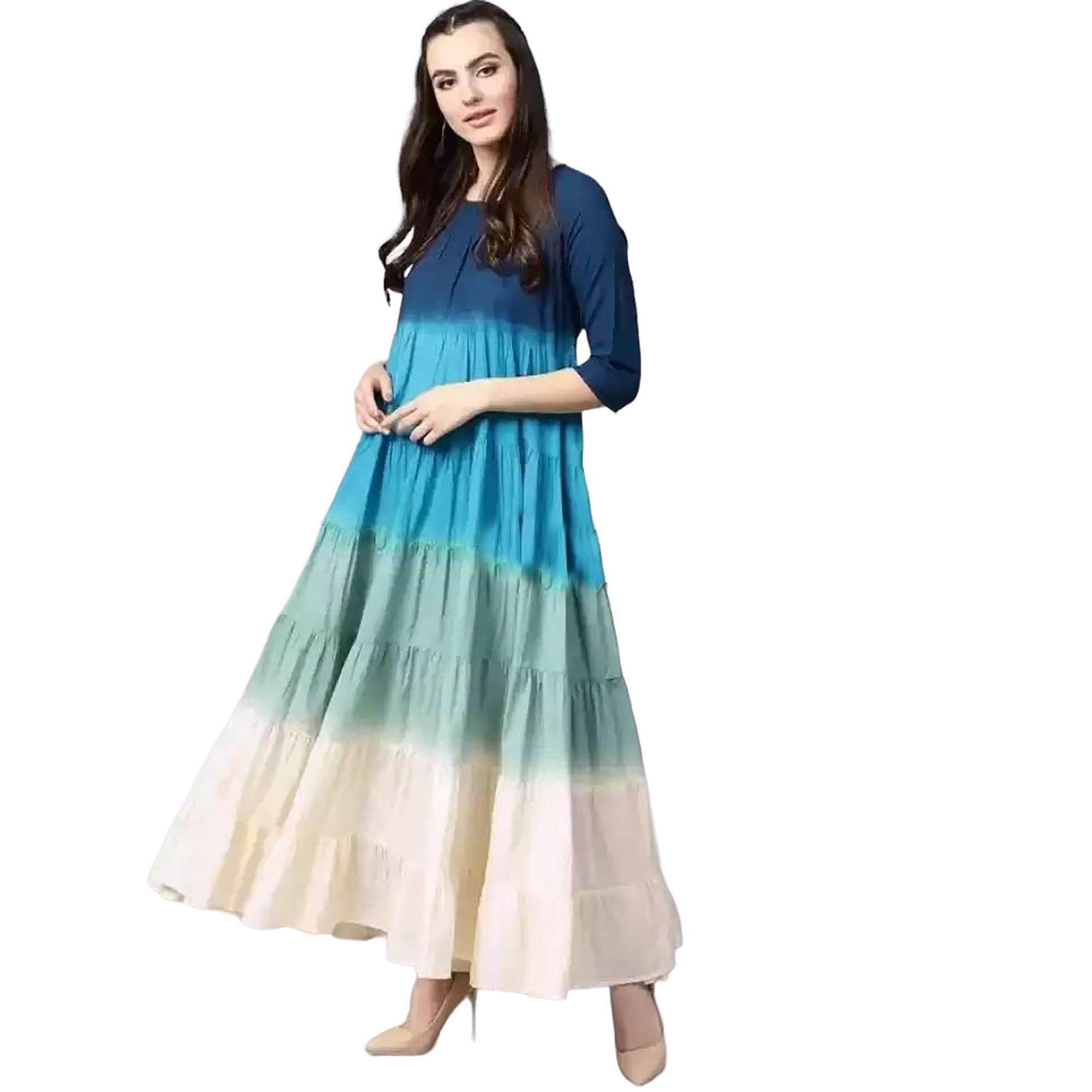 Ombre Anarkali Set-Size 38 & 42 - Vintage India NYC