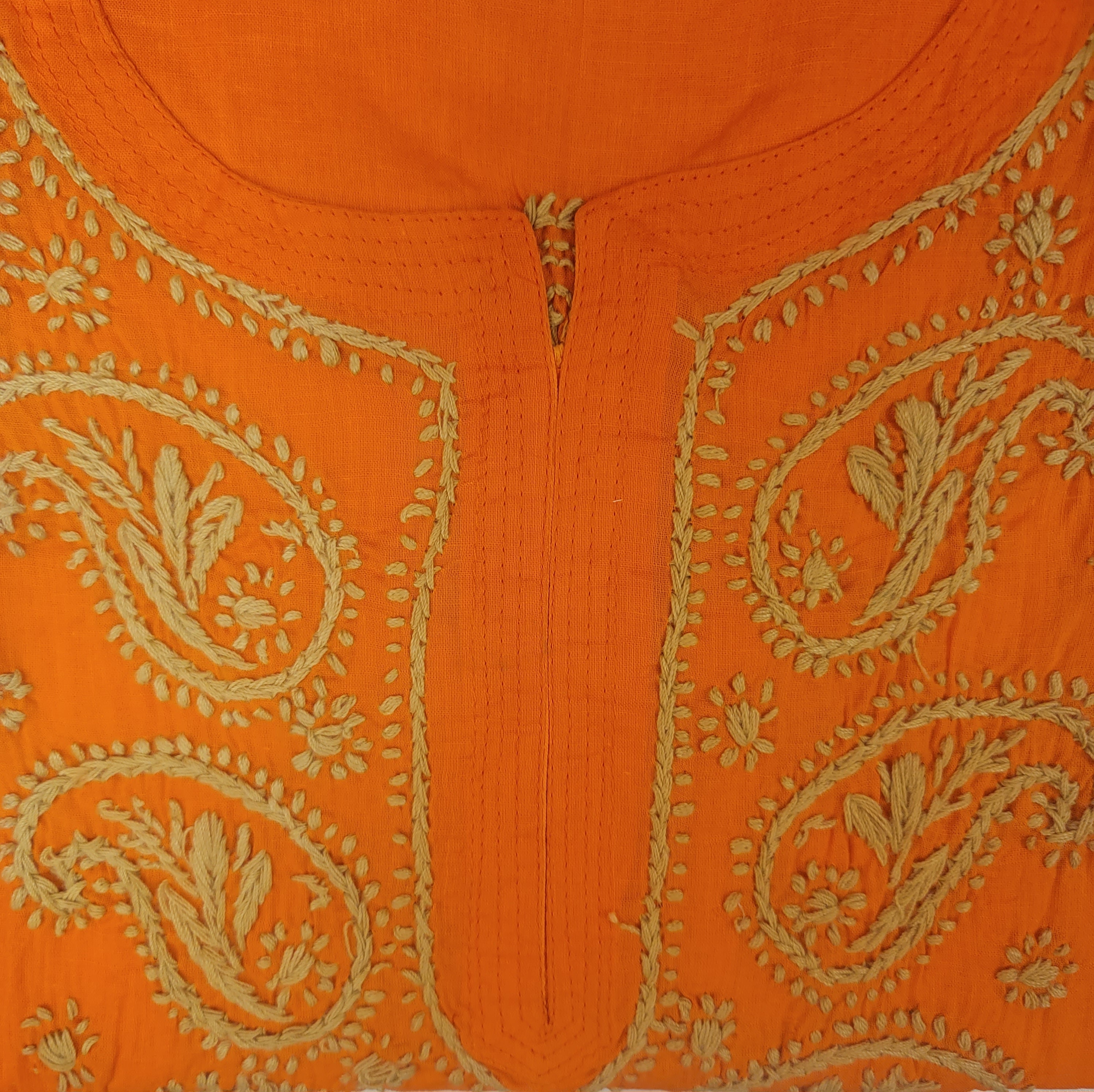 AR Short Embroidered Cotton Tunic Kurti-M - Vintage India NYC