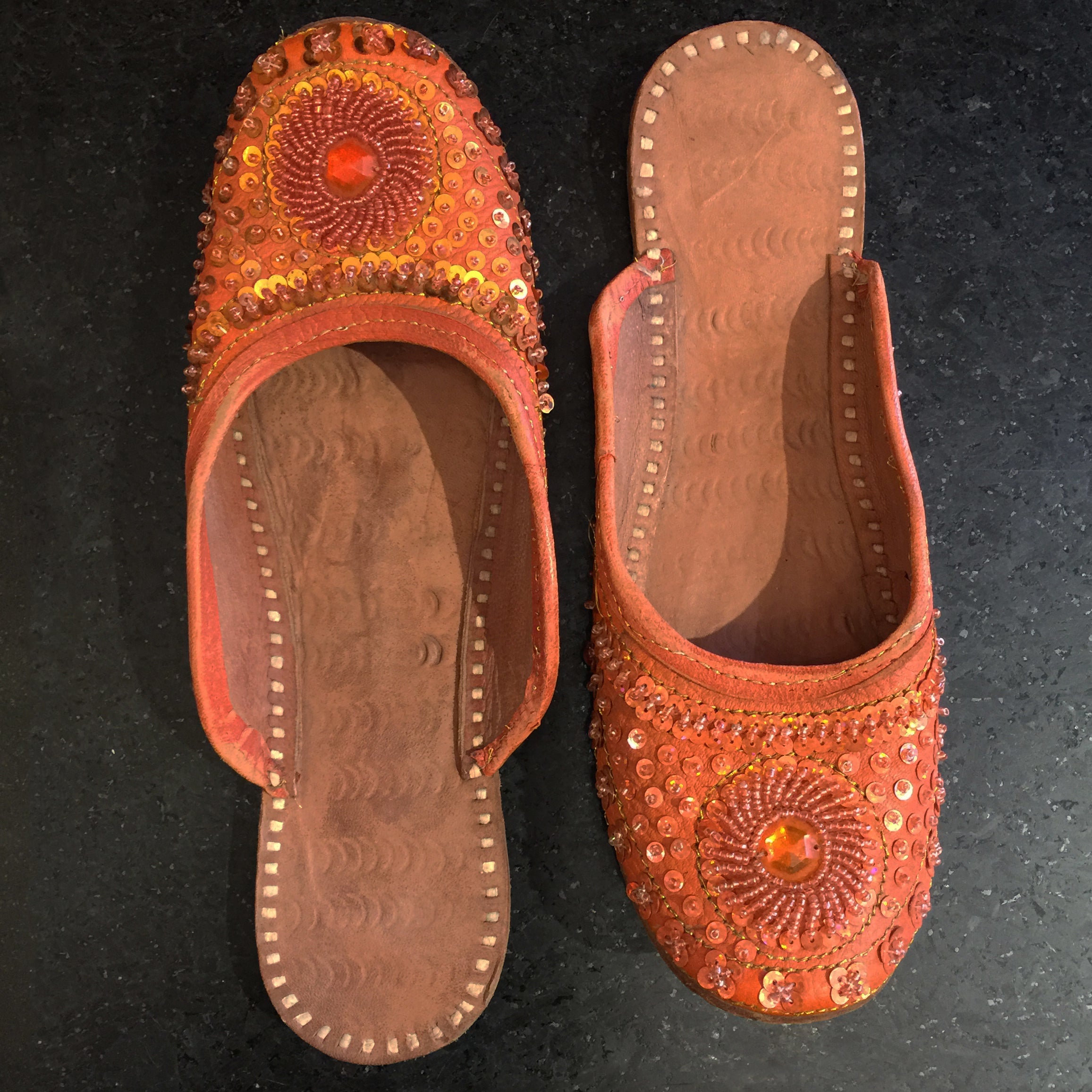 Beaded Slip On Juttis - Vintage India NYC