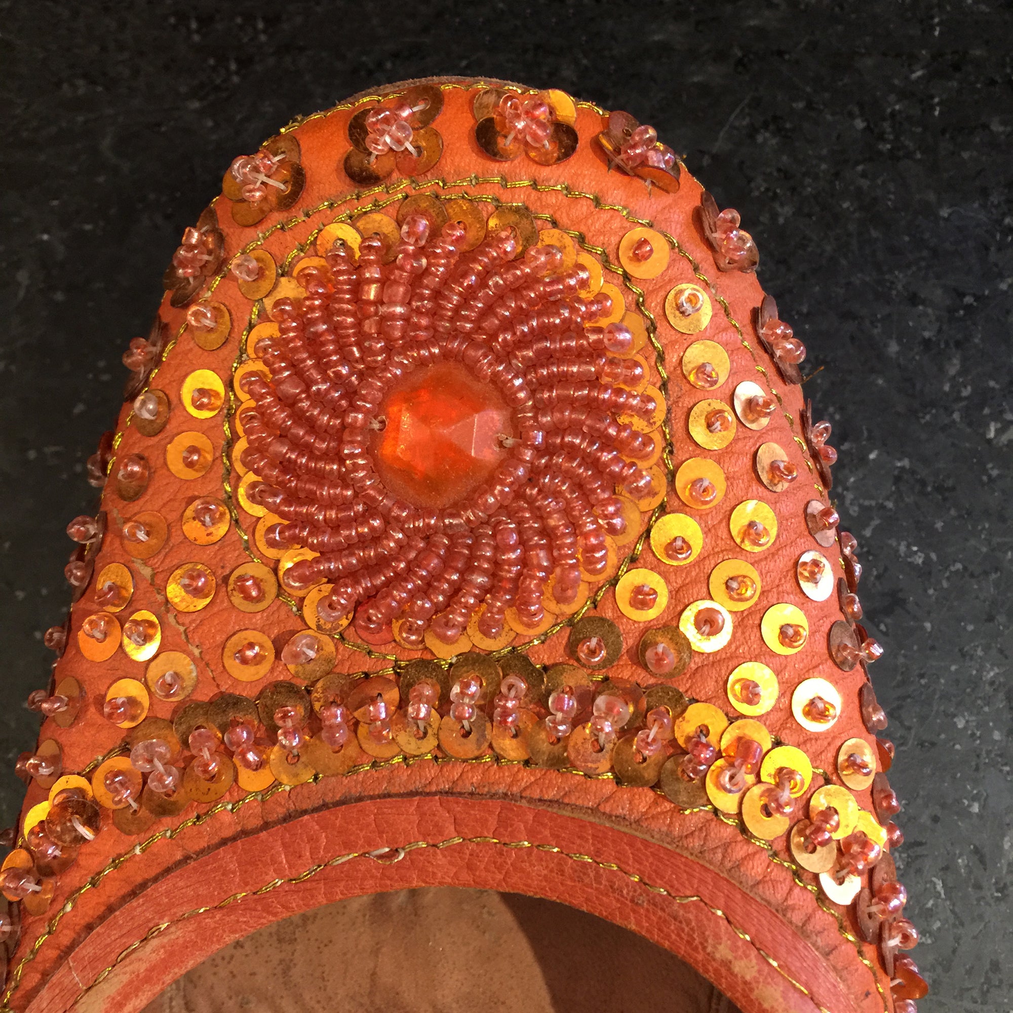Beaded Slip On Juttis - Vintage India NYC