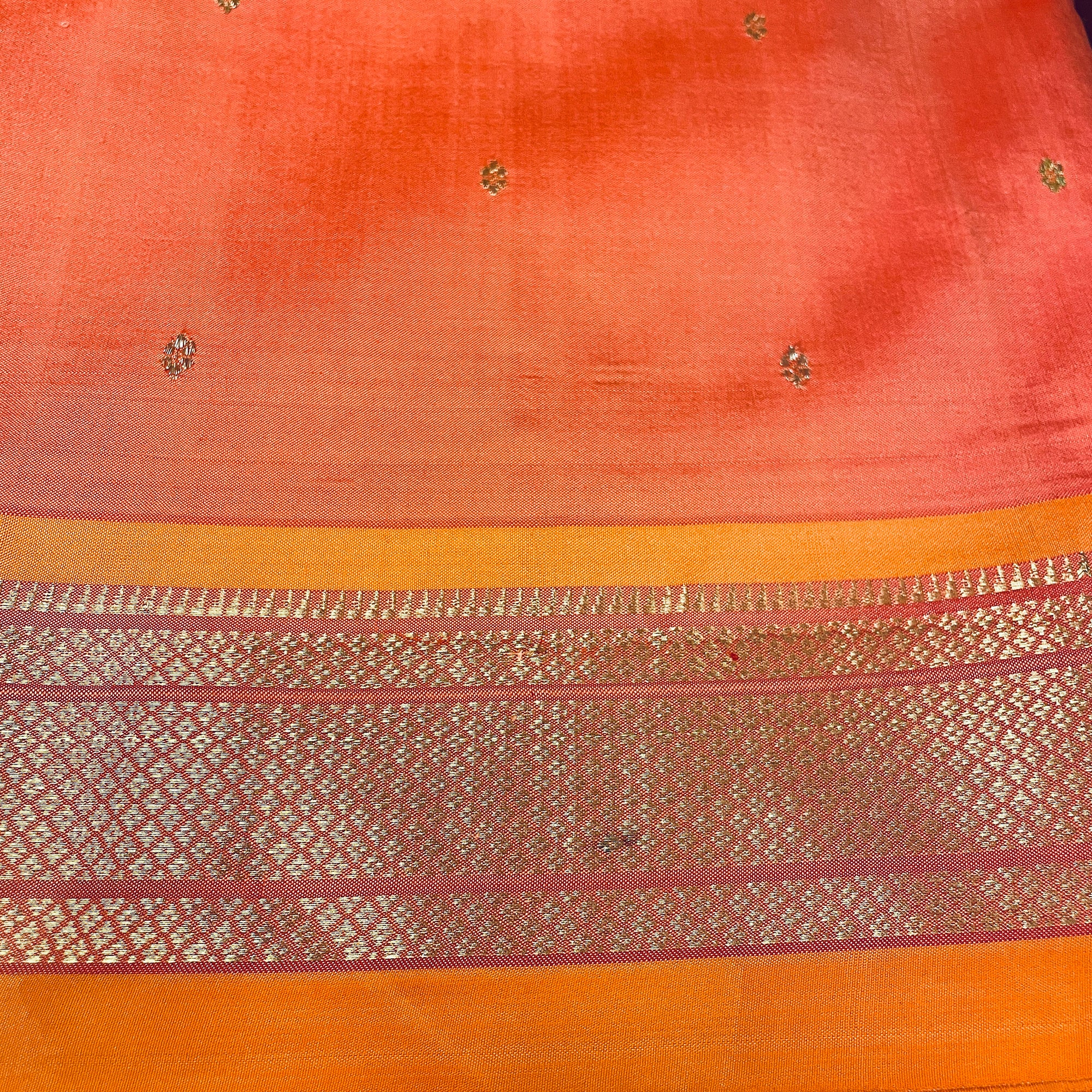 Orange Paithani Silk Saree - Vintage India NYC