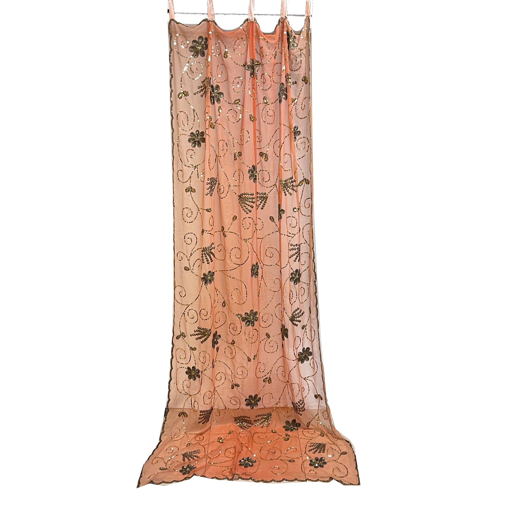 Single Orange Peach Curtains -7 Styles - Vintage India NYC