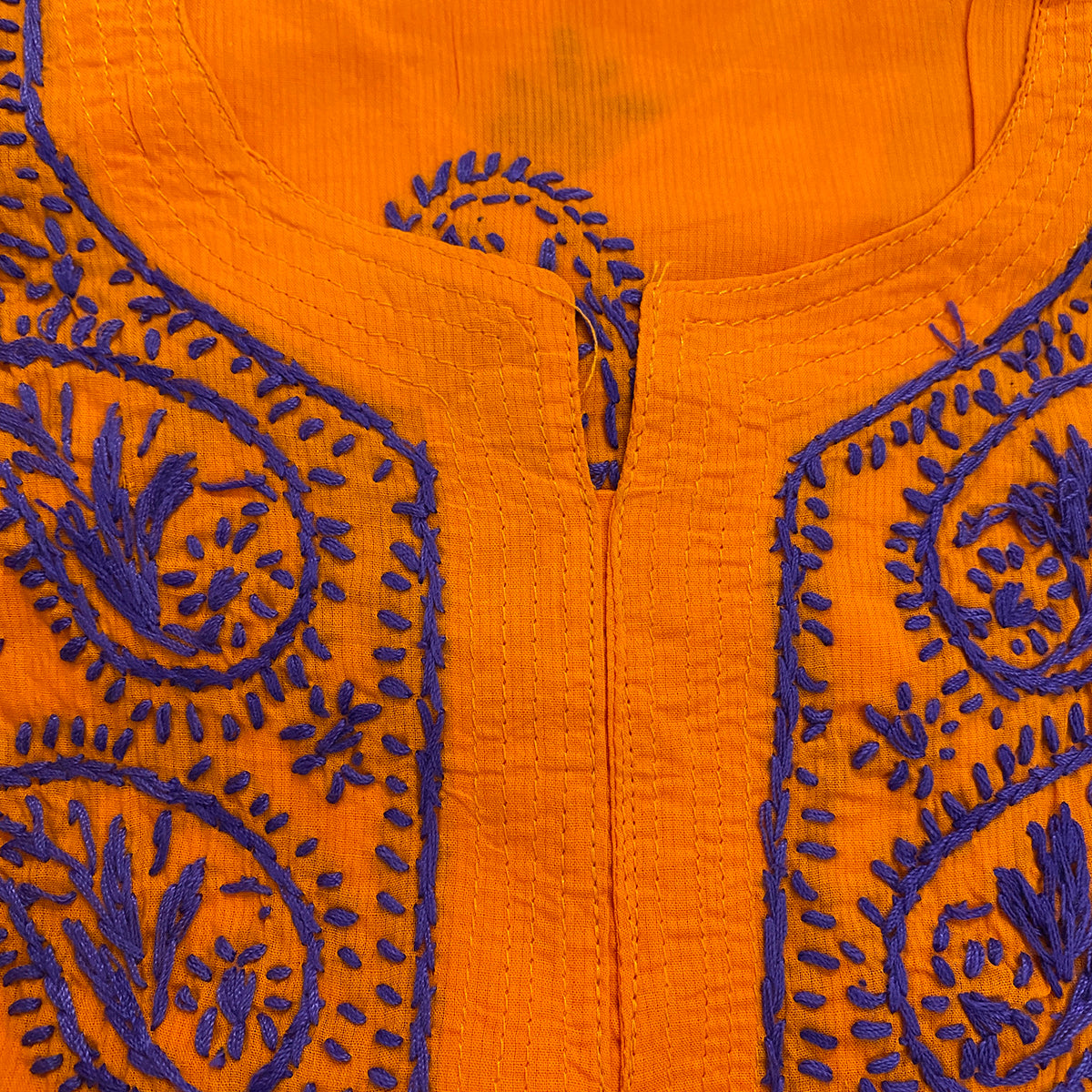 AR Short Embroidered Cotton Tunic Kurti-XS - Vintage India NYC