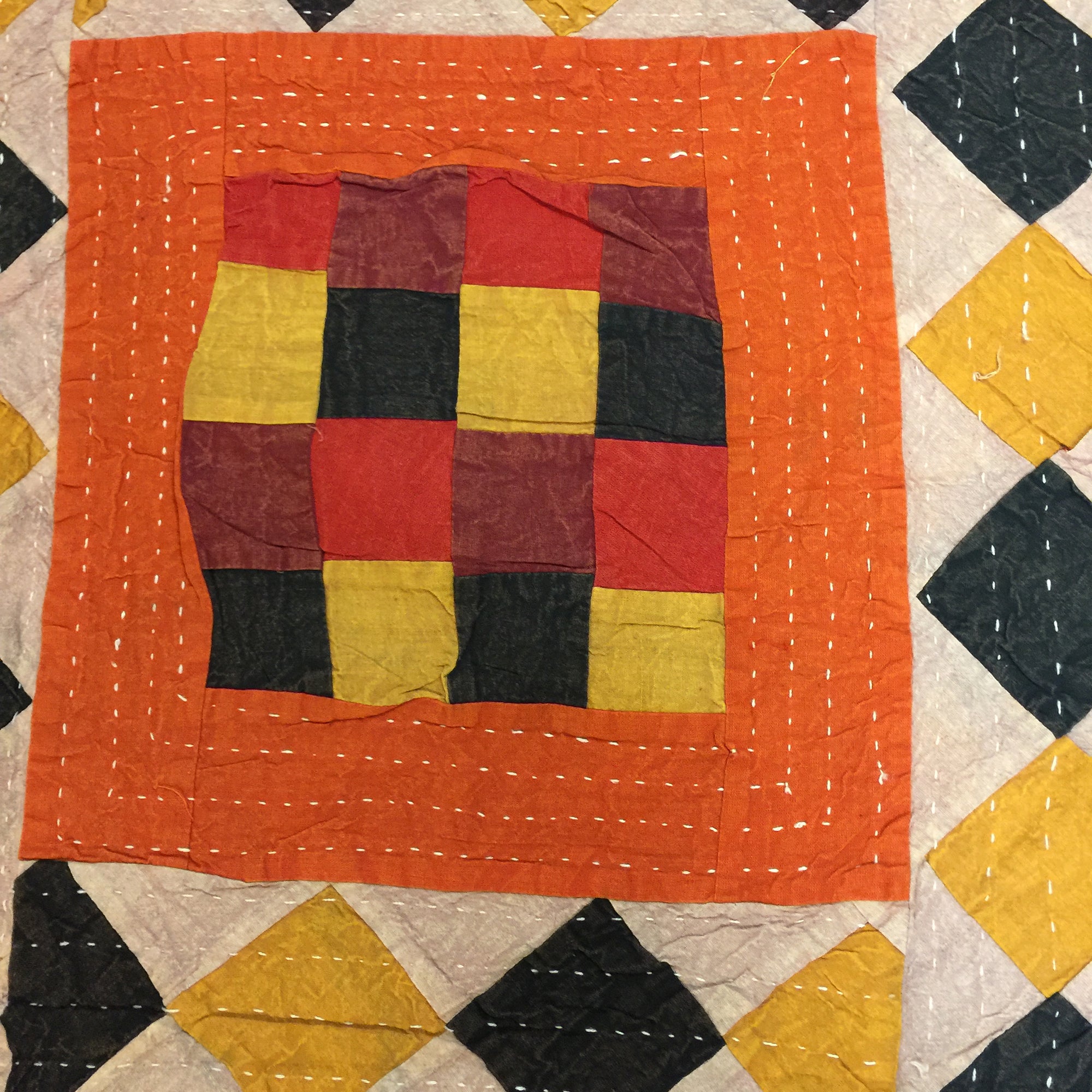 Checkered Patchwork Kantha Quilt-6 colors - Vintage India NYC