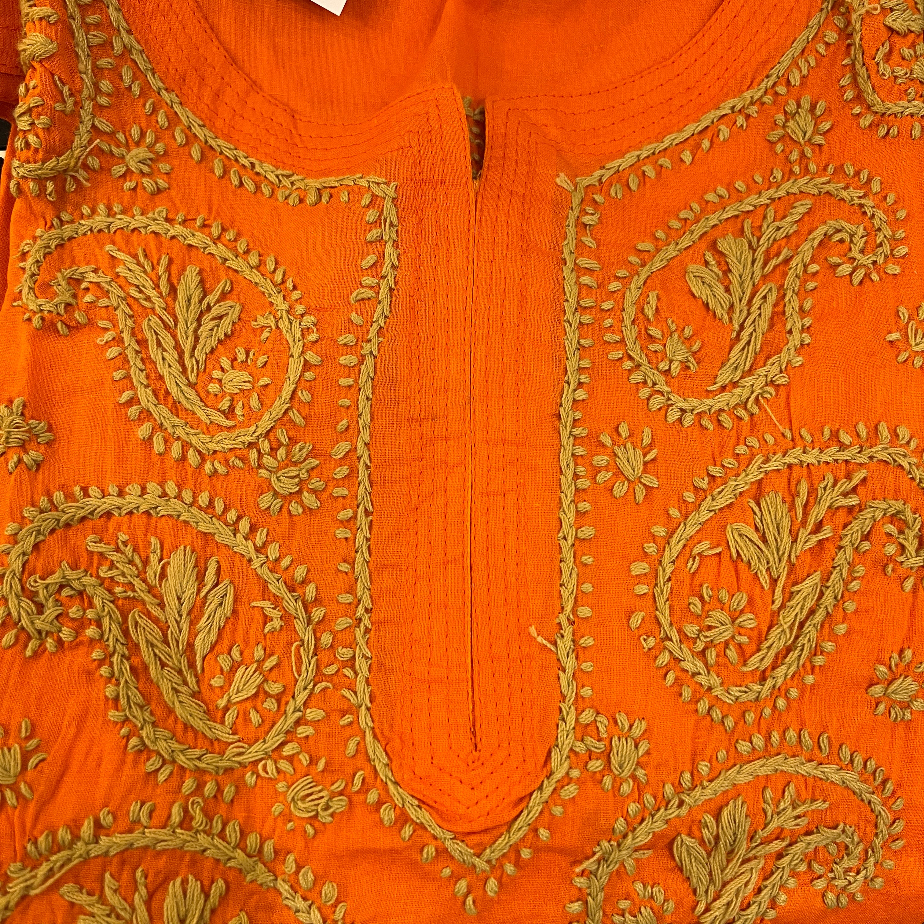 AR Short Embroidered Cotton Tunic Kurti-XS - Vintage India NYC