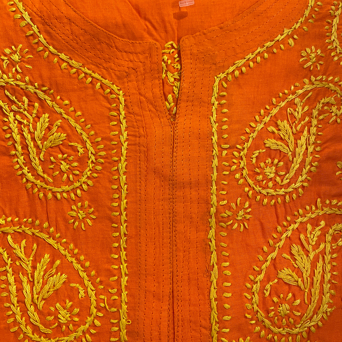 AR Long Embroidered Cotton Tunic Kurtis- L - Vintage India NYC